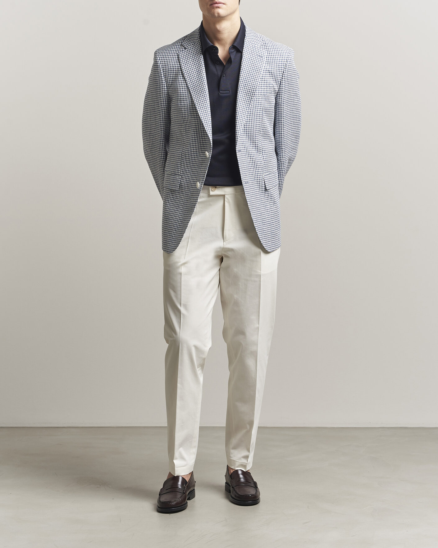 Herren | Sakkos | BOSS BLACK | Hutson Linen/Cotton Houndstooth Blazer Open Blue