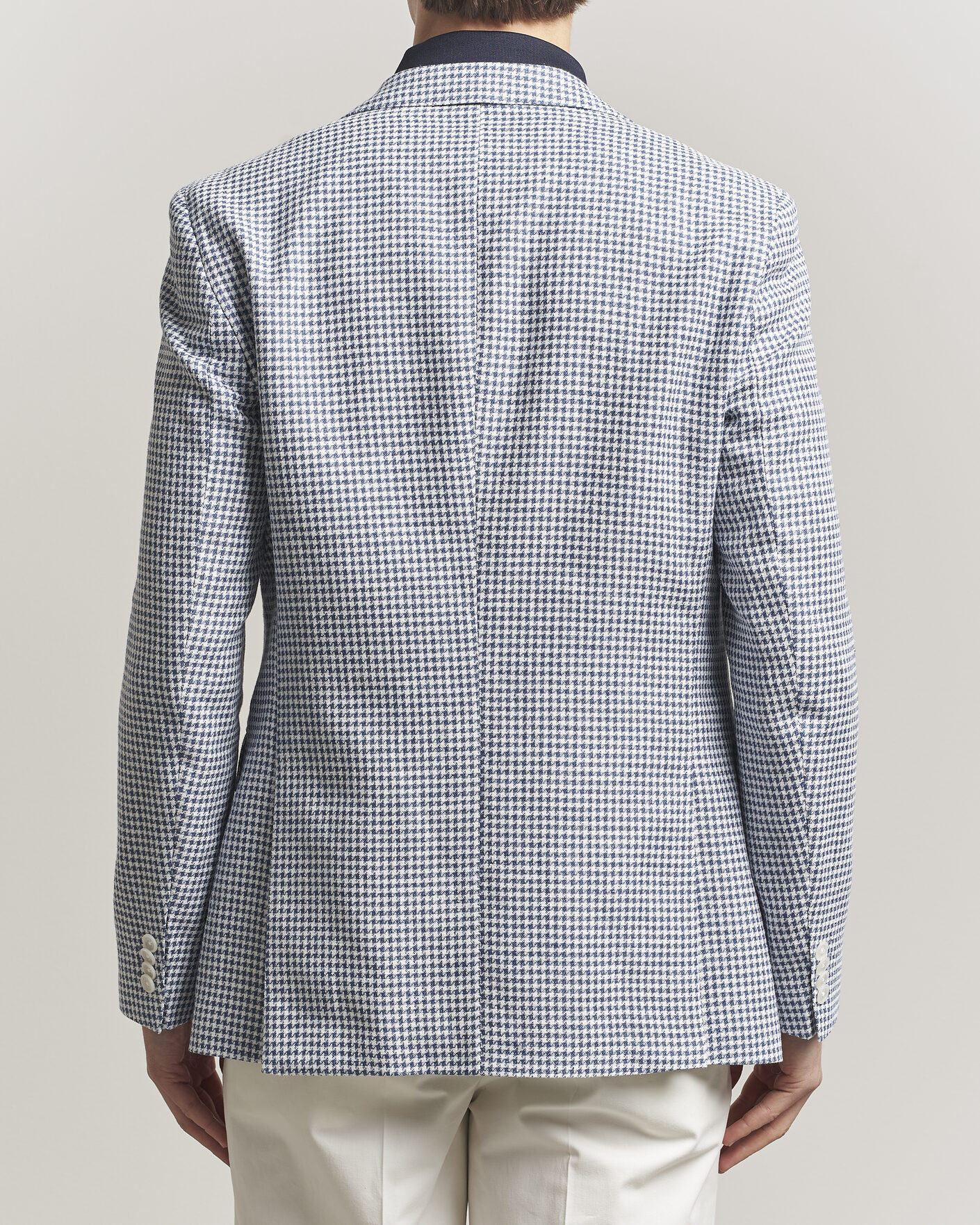Herren | Sakkos | BOSS BLACK | Hutson Linen/Cotton Houndstooth Blazer Open Blue