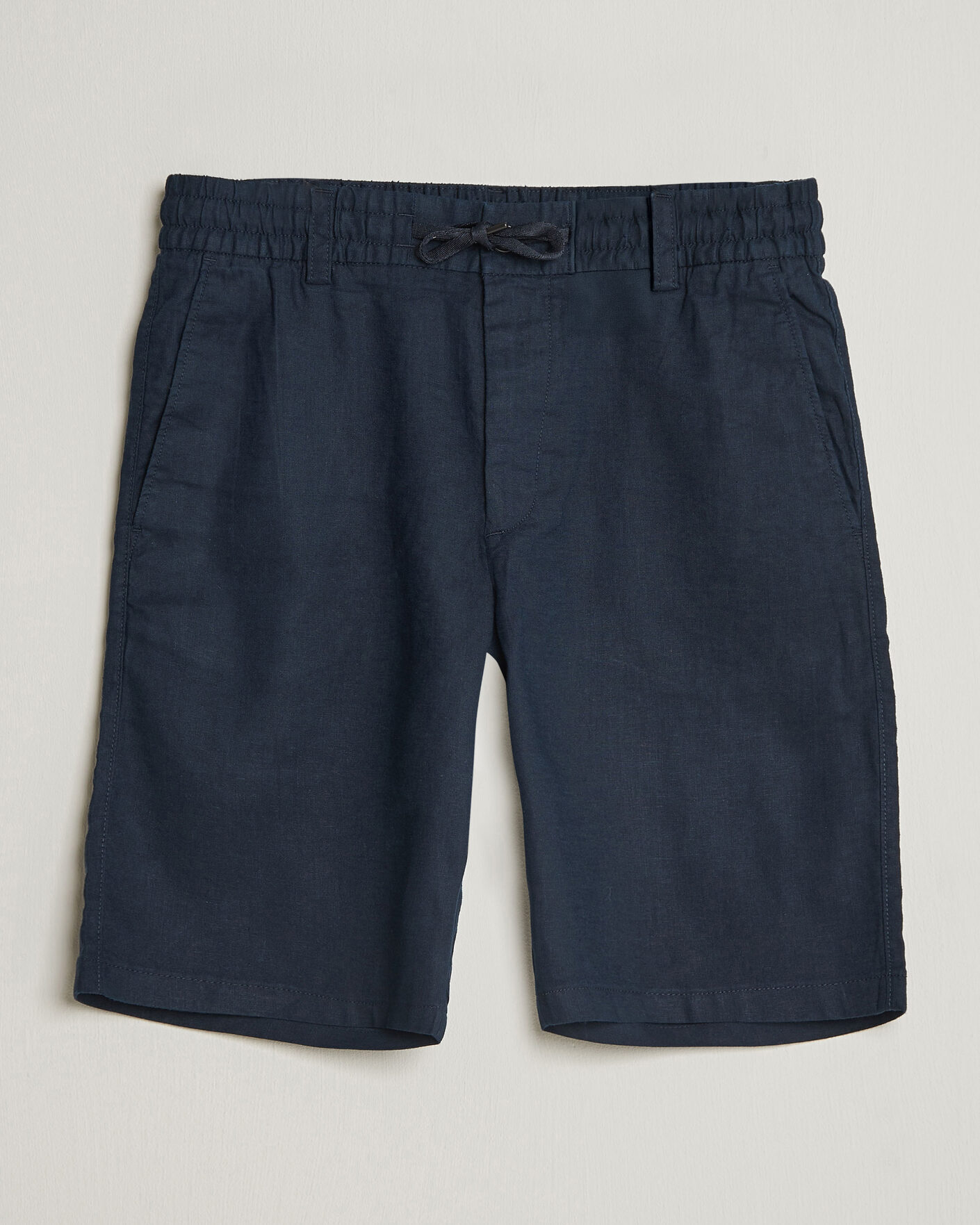 Herren | Shorts | BOSS ORANGE | Tapered Linen Drawstring Shorts Dark Blue