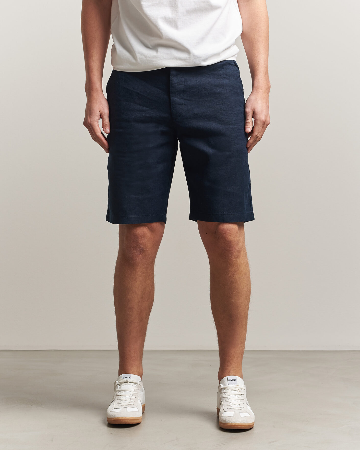 Herren | Shorts | BOSS ORANGE | Tapered Linen Drawstring Shorts Dark Blue