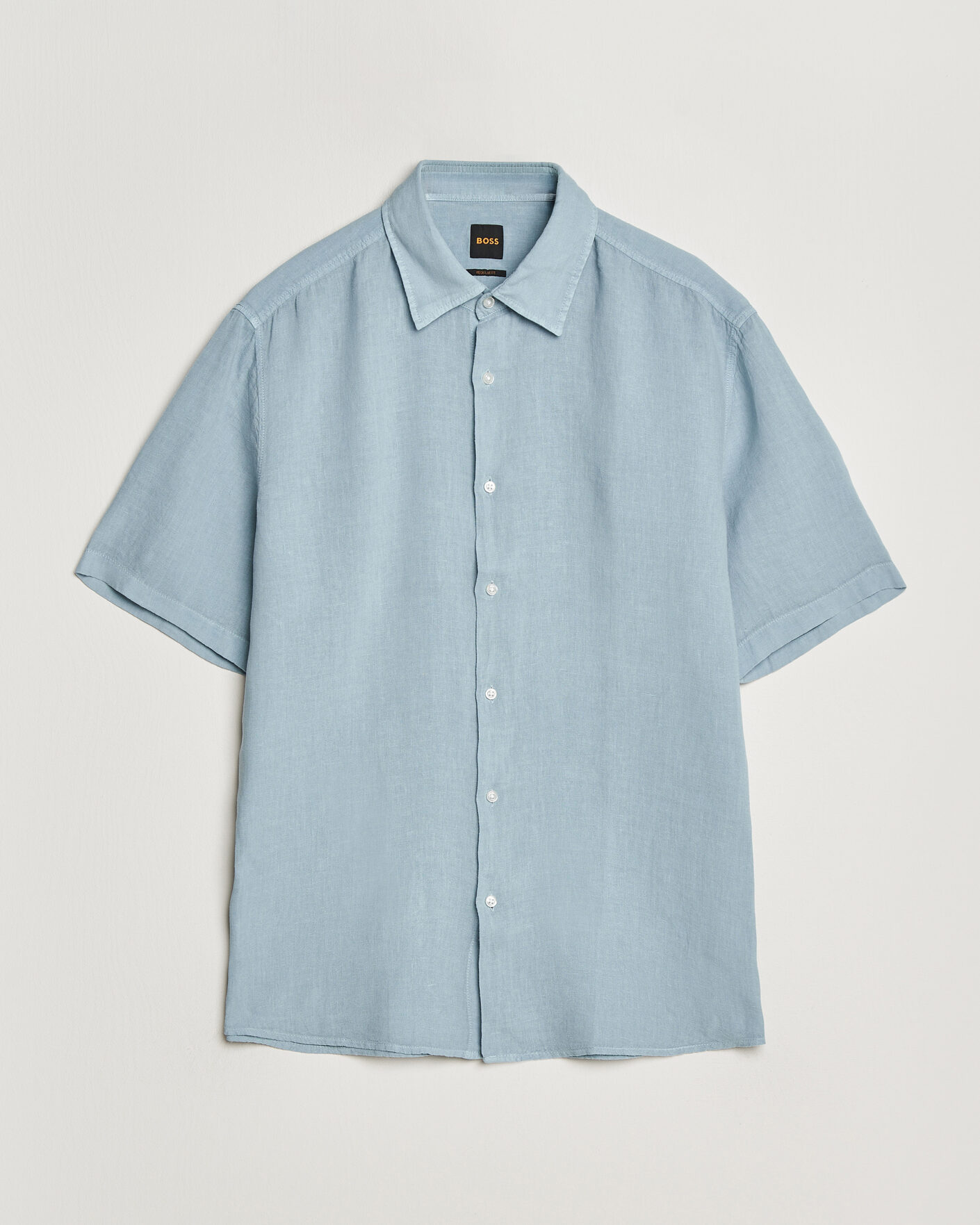 Herren | Hemden | BOSS ORANGE | Rash Linen Short Sleeve Shirt Light Blue