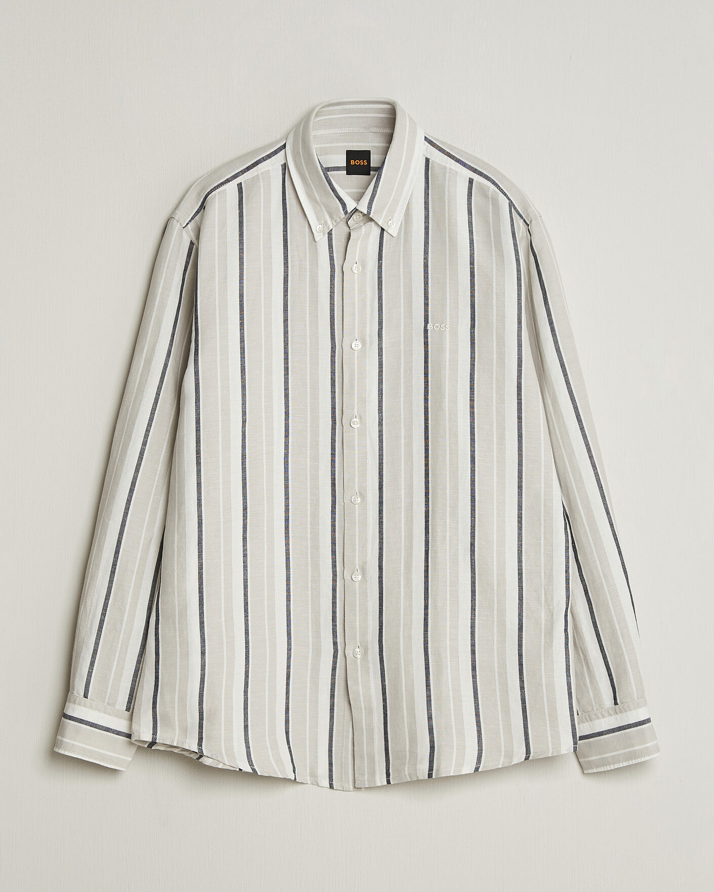 Herren | Hemden | BOSS ORANGE | Ricoplus Linen/Cotton Striped Shirt Beige