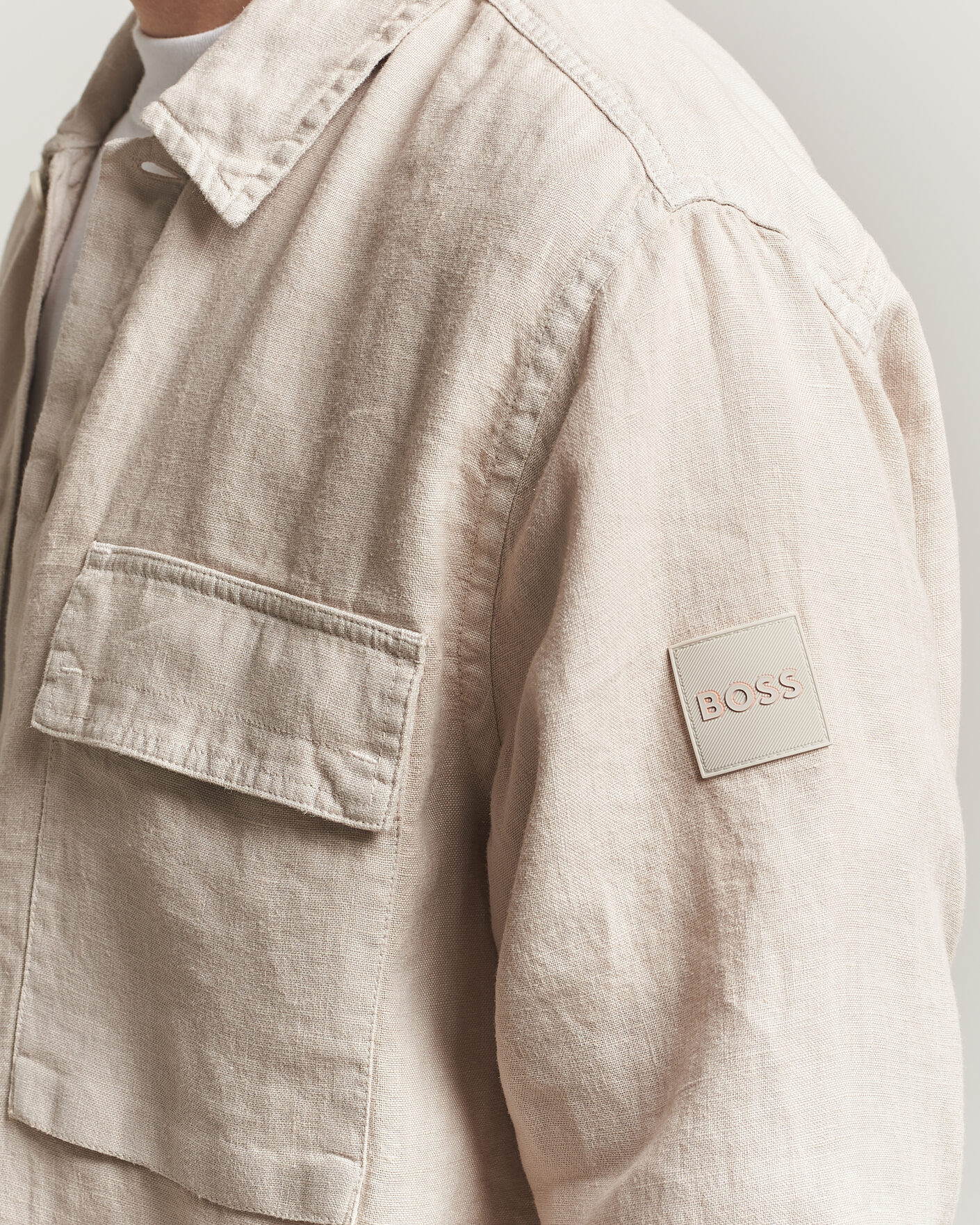 Herren | Hemden | BOSS ORANGE | Locky Linen Overshirt Beige