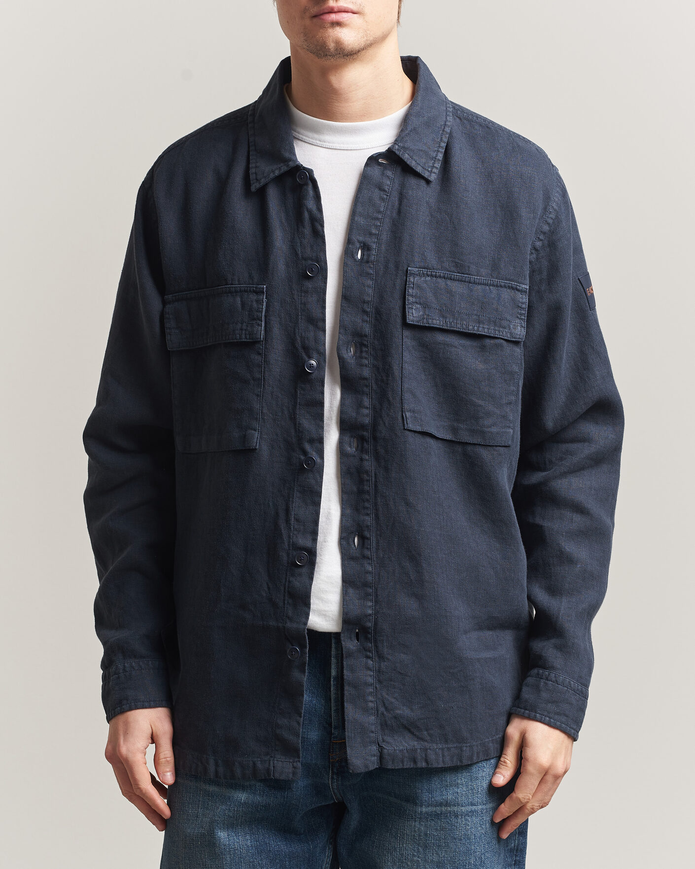 Herren | Hemden | BOSS ORANGE | Locky Linen Overshirt Dark Blue