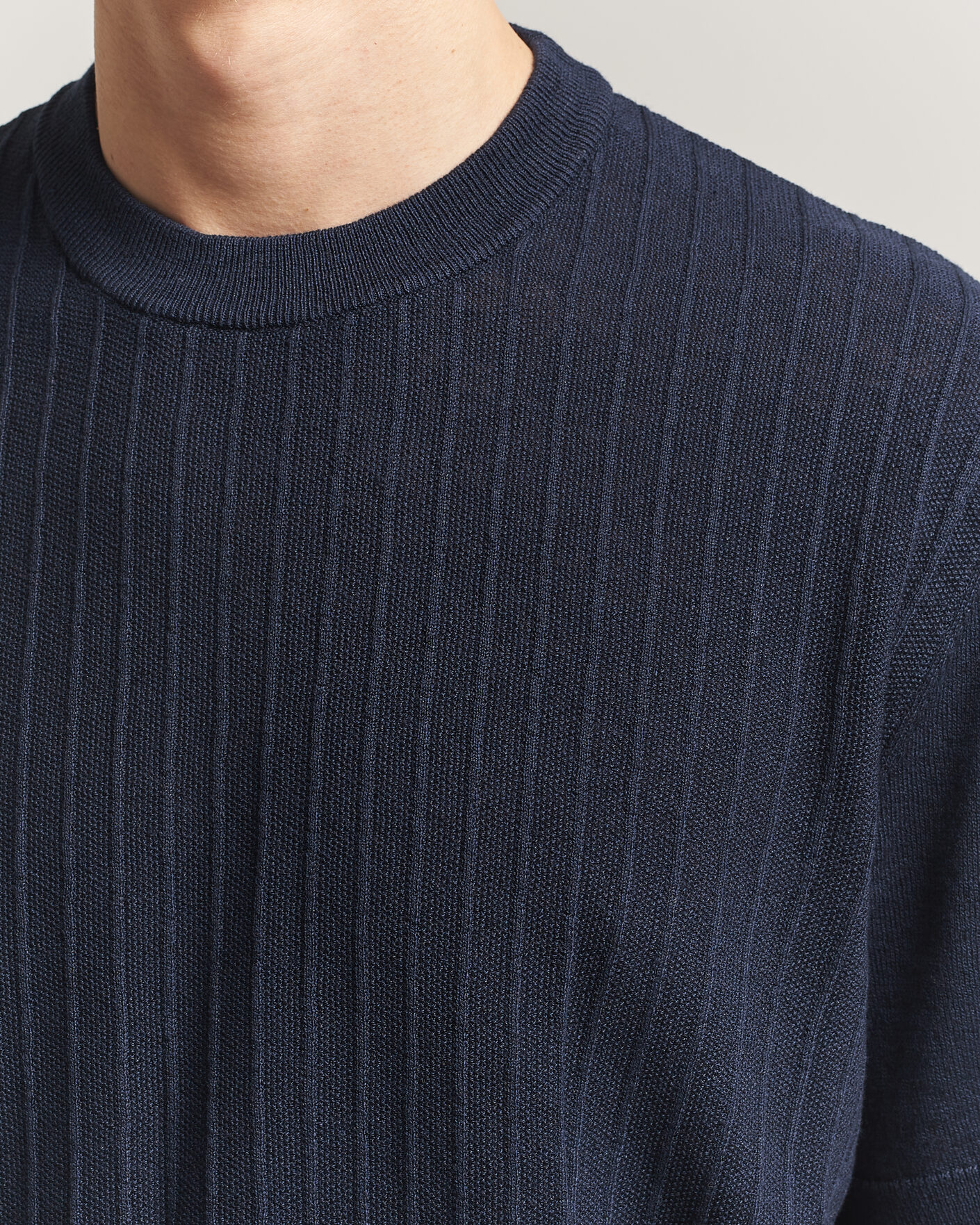 Herren | T-Shirts | BOSS ORANGE | Kajordino Linen/Cotton Knitted T-Shirt Dark Blue