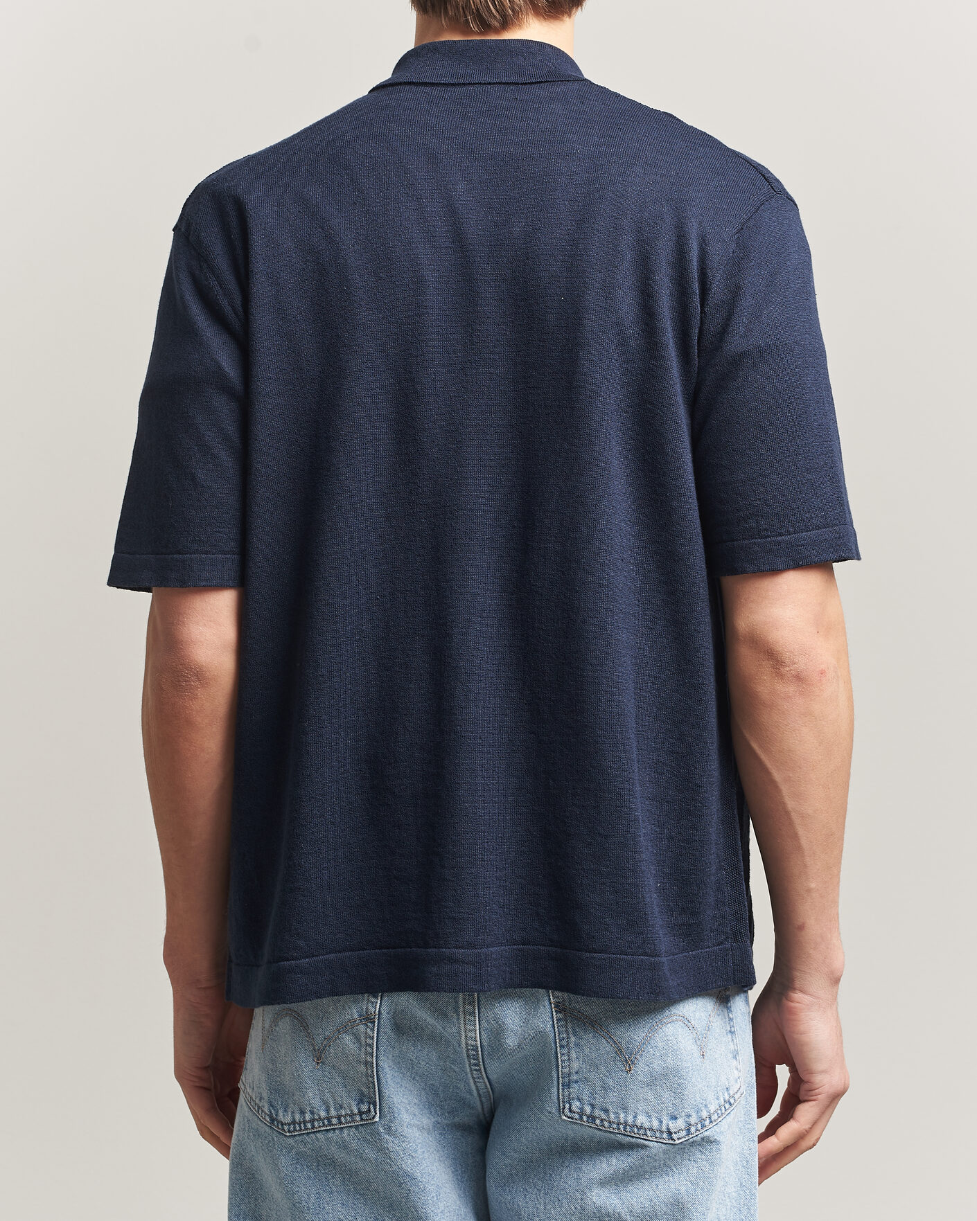 Herren | Hemden | BOSS ORANGE | Amicino Linen/Cotton Knitted Shirt Dark Blue