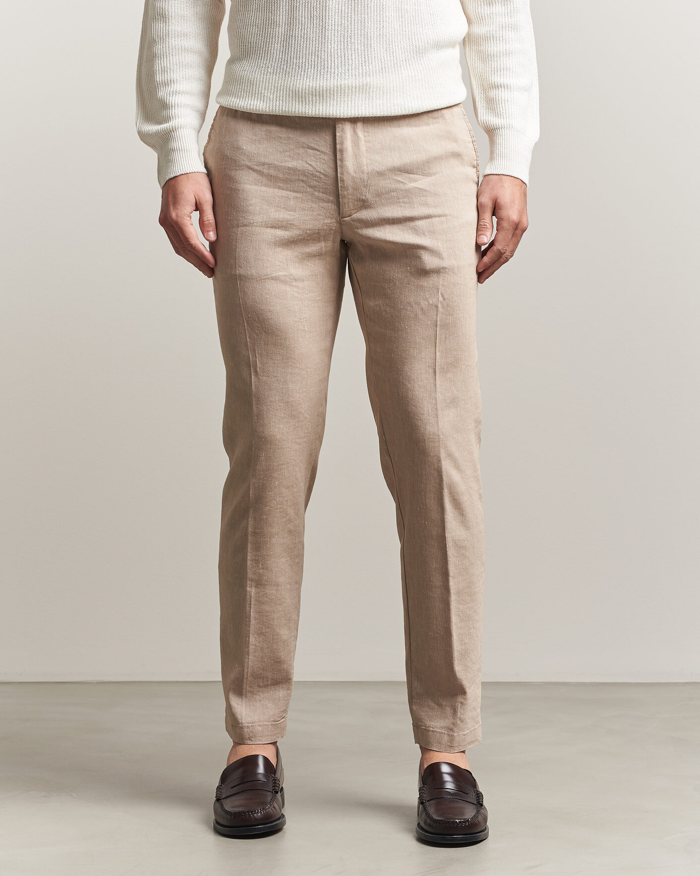 Herren | Hosen | BOSS BLACK | Kane Linen Drawstring Trousers Open Beige