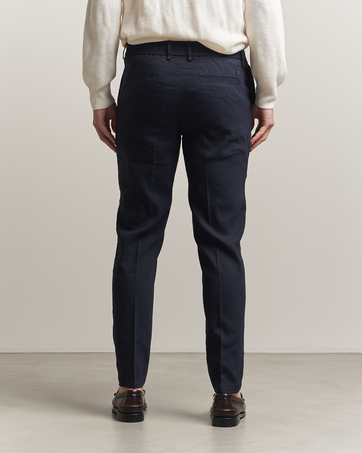 Herren | Hosen | BOSS BLACK | Kane Linen Drawstring Trousers Dark Blue