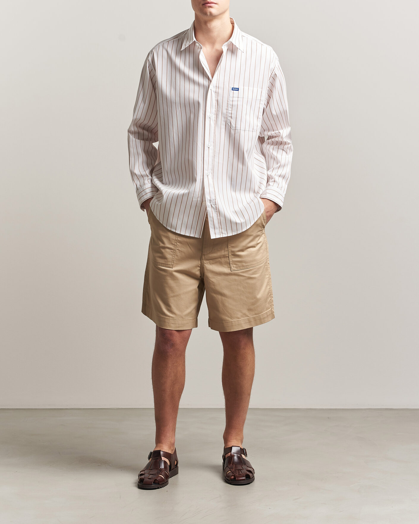 Herren | Hemden | HUGO | Ebalto Striped Cotton Shirt Light Orange