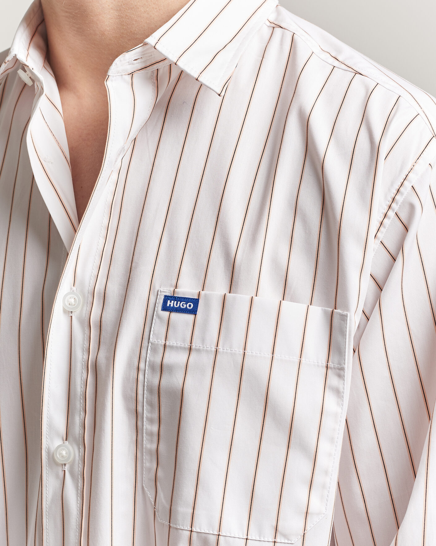 Herren | Hemden | HUGO | Ebalto Striped Cotton Shirt Light Orange