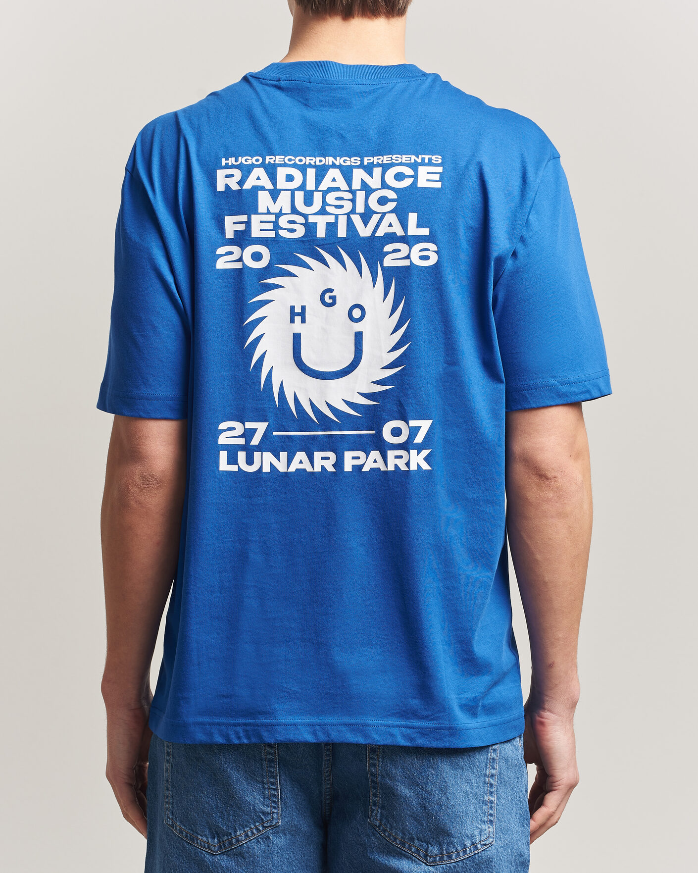 Herren | T-Shirts | HUGO | Nunarix Printed Crew Neck T-Shirt Open Blue