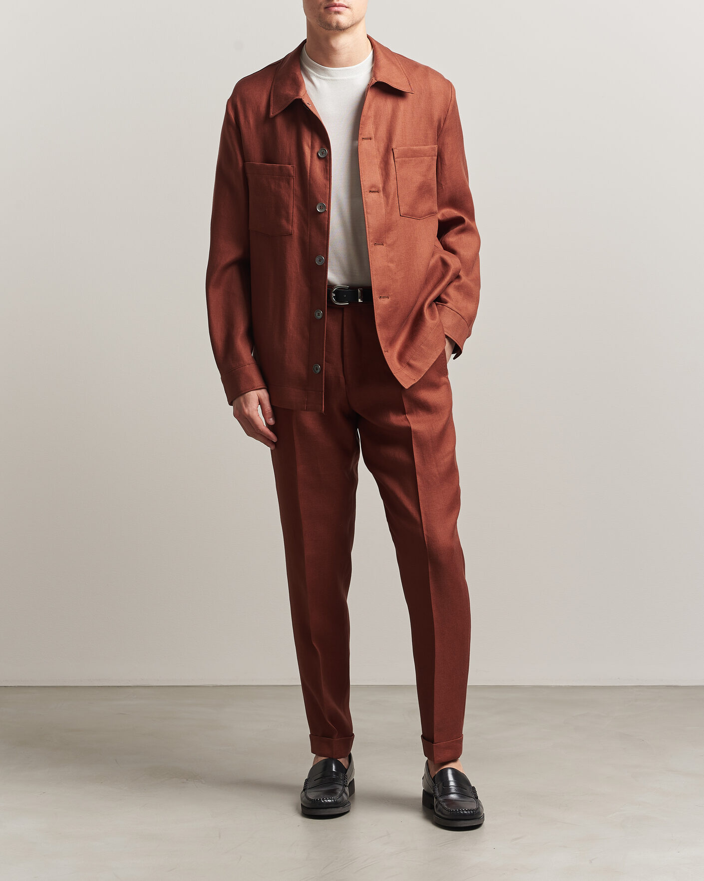 Herren | Hemden | BOSS CAMEL | Corvin Linen Overshirt Medium Brown