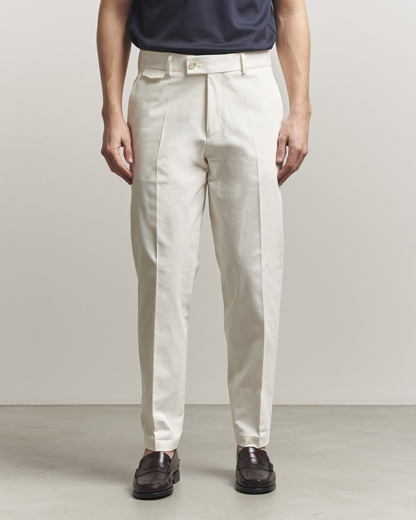 Herren | Hosen | BOSS CAMEL | Peet Cotton Pleated Trousers Open White