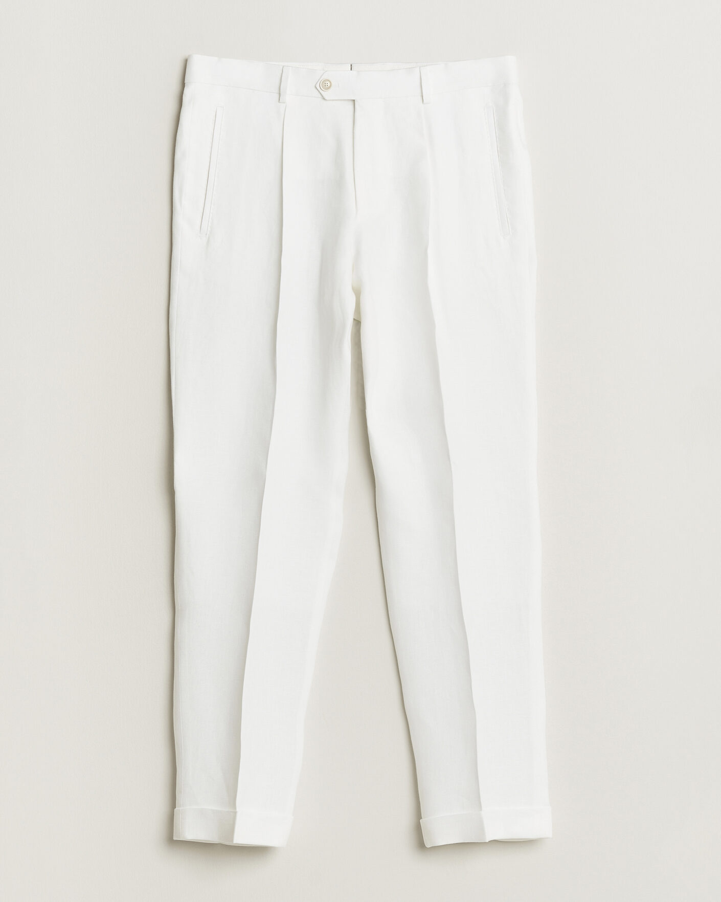 Herren | Hosen | BOSS CAMEL | Peet Linen Pleated Trousers White