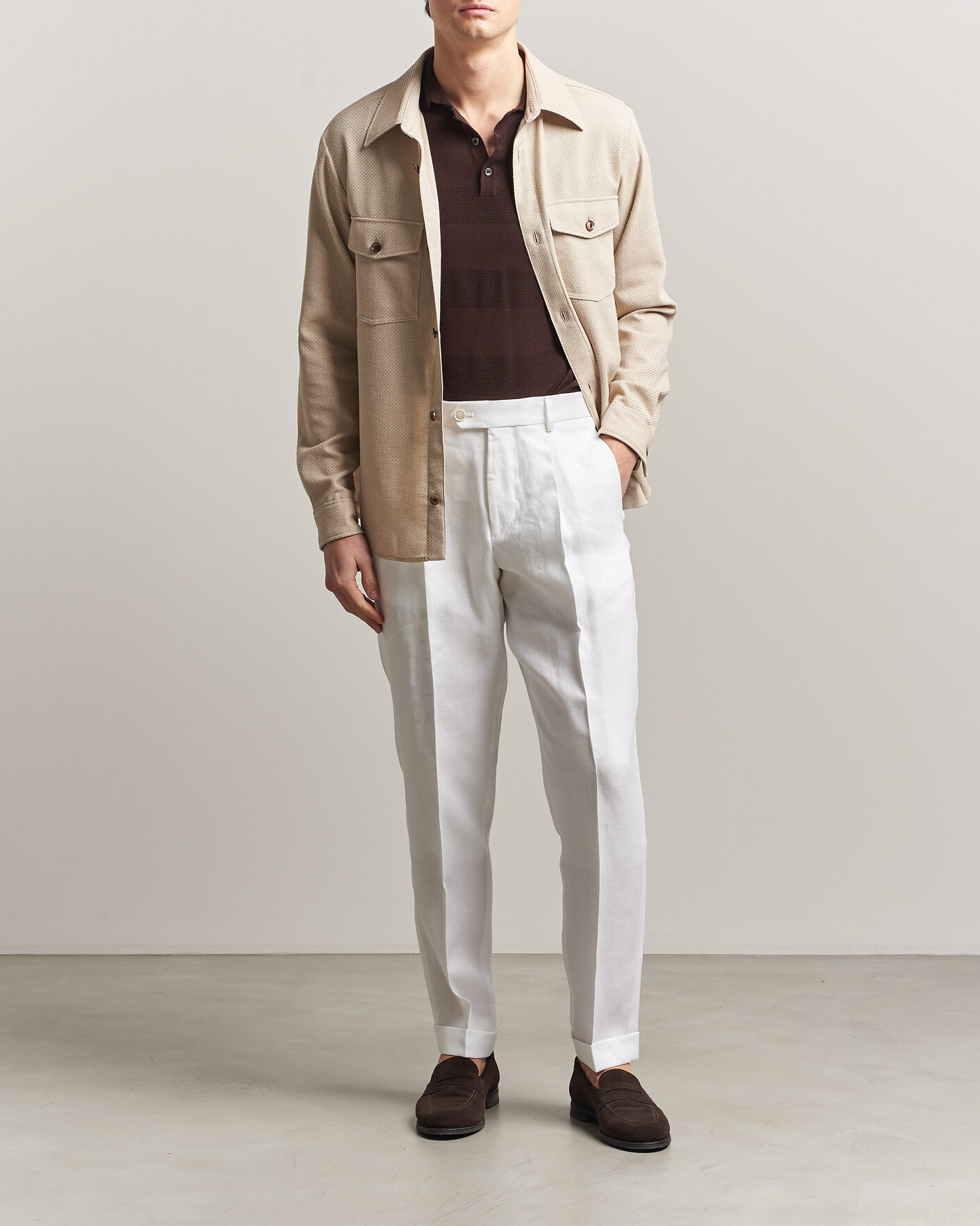 Herren | Hosen | BOSS CAMEL | Peet Linen Pleated Trousers White