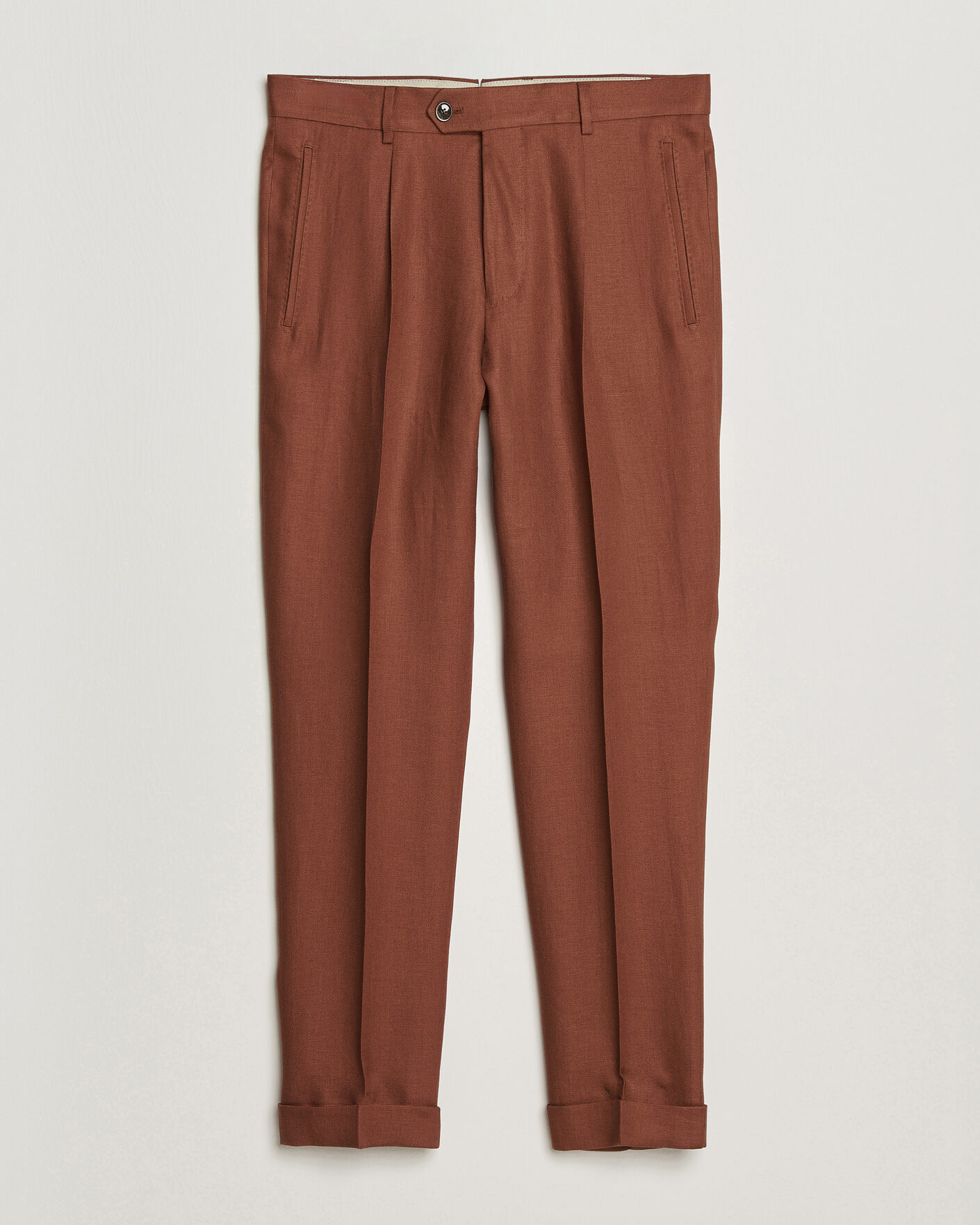 Herren | Hosen | BOSS CAMEL | Peet Linen Pleated Trousers Rust