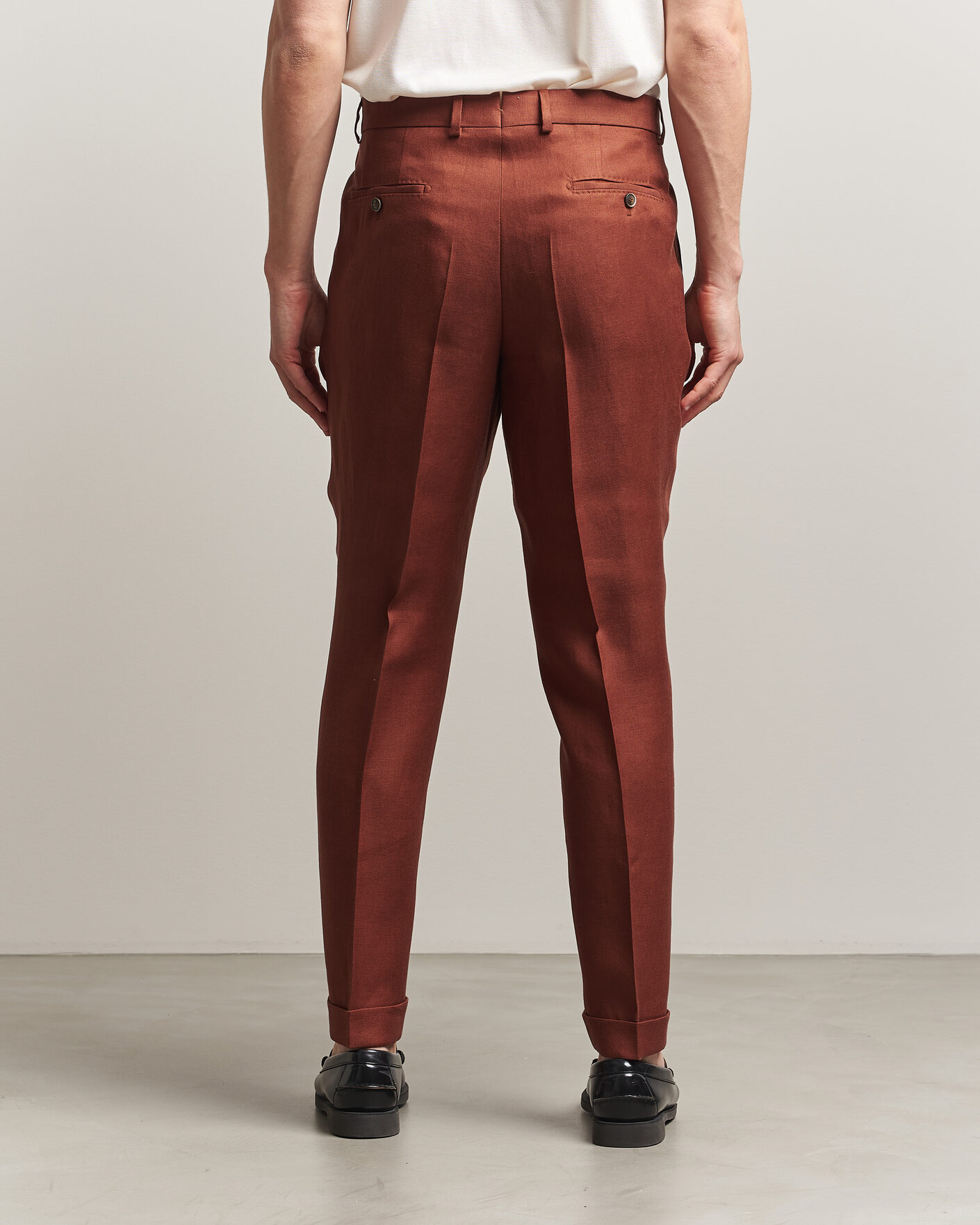 Herren | Hosen | BOSS CAMEL | Peet Linen Pleated Trousers Rust
