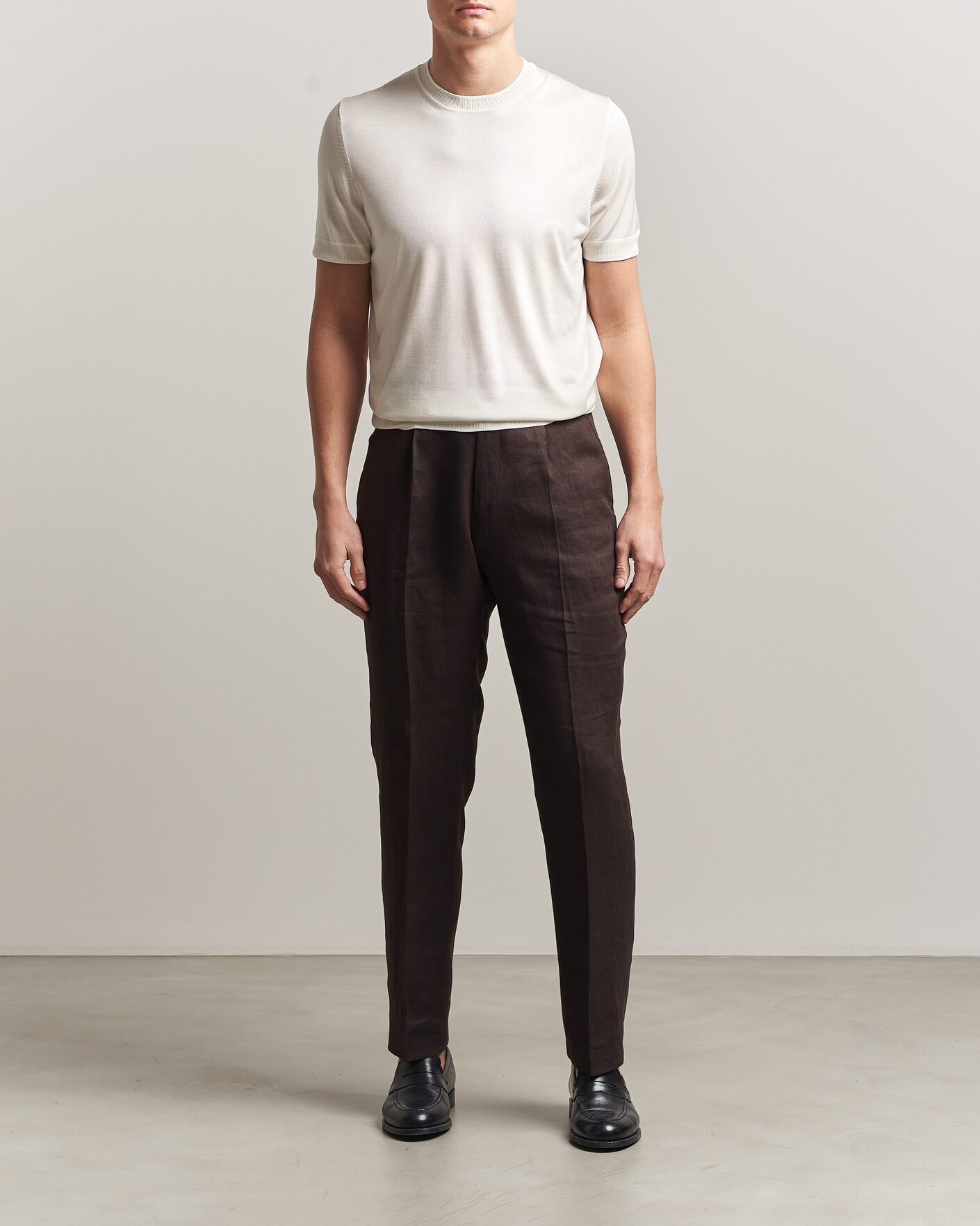 Herren | T-Shirts | BOSS CAMEL | Nottano Silk Knitted T-Shirt Open White