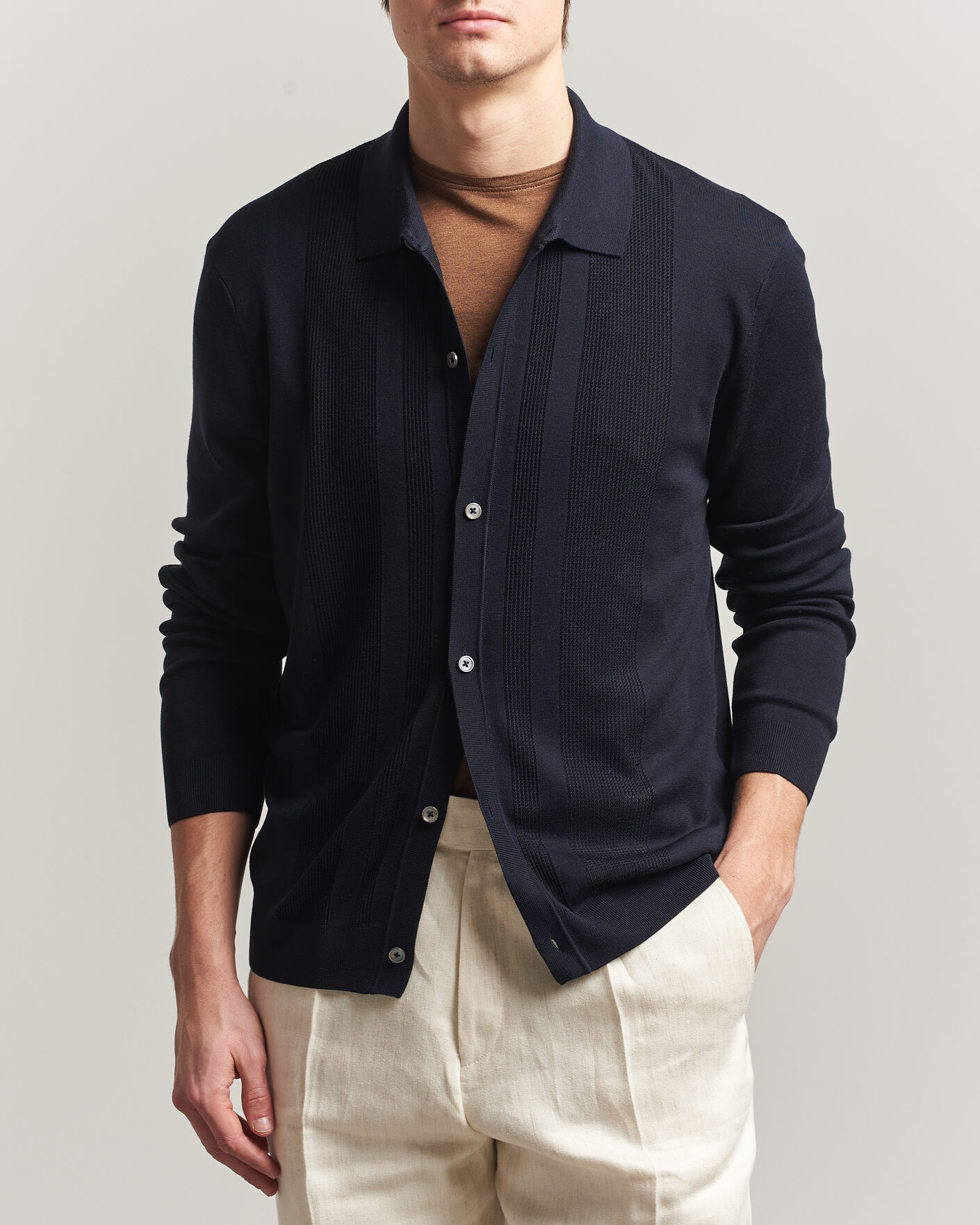 Herren | Pullover | BOSS CAMEL | Nicolo Silk Knitted Cardigan Dark Blue