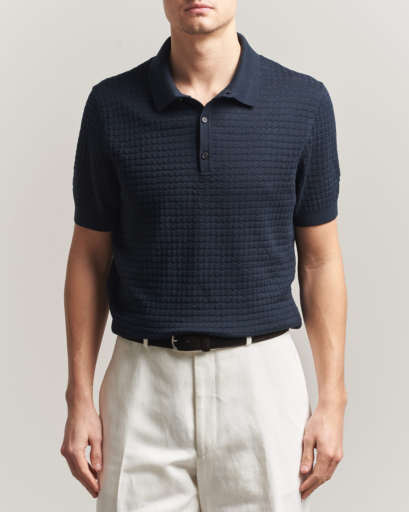 Herren | Poloshirts | BOSS CAMEL | Nadalione Silk/Cotton Knitted Polo Dark Blue