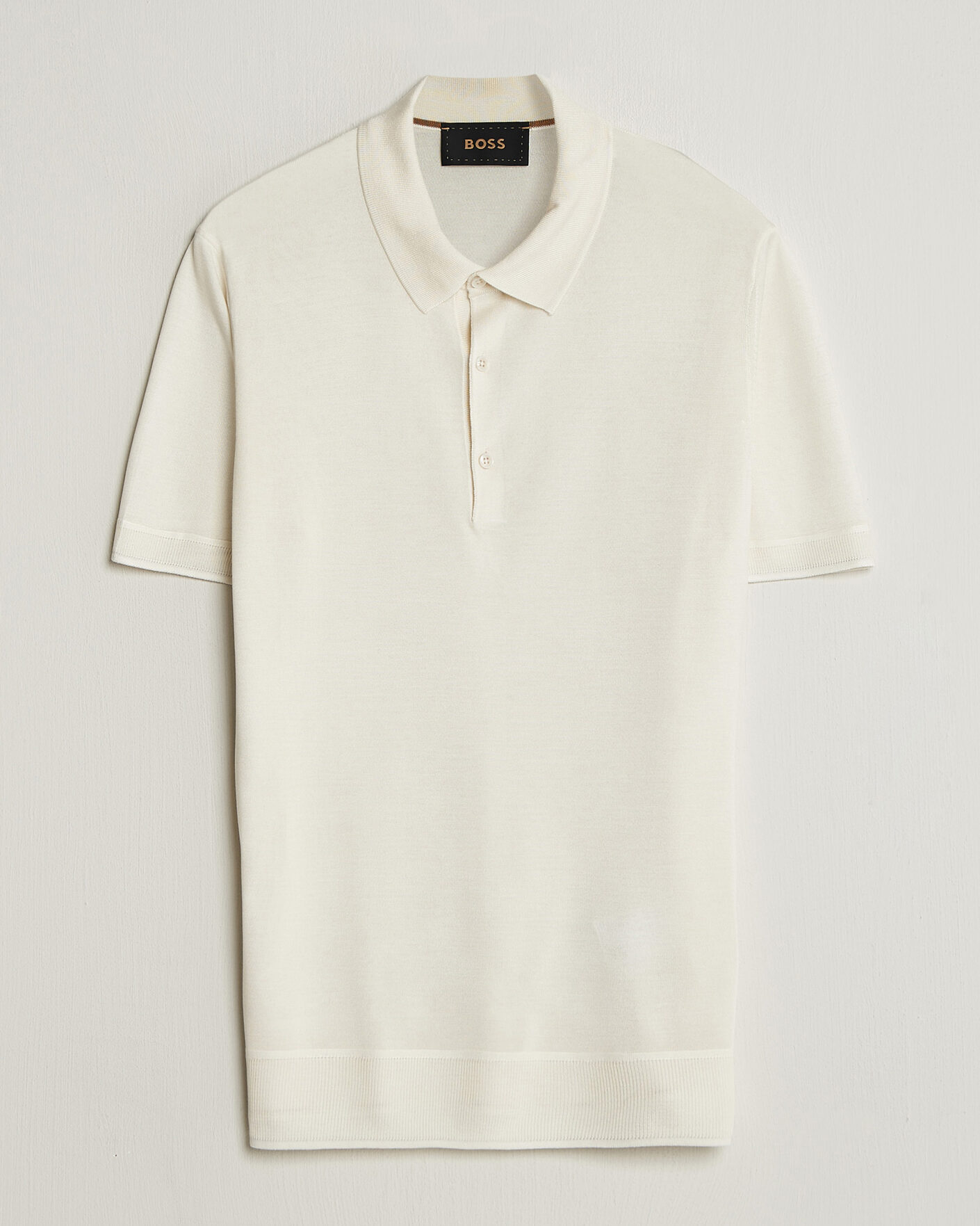 Herren | Poloshirts | BOSS CAMEL | Novo Silk Knitted Polo Open White