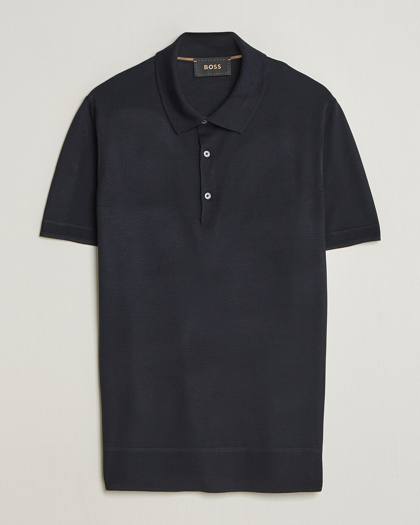 Herren | Poloshirts | BOSS CAMEL | Novo Silk Knitted Polo Dark Blue