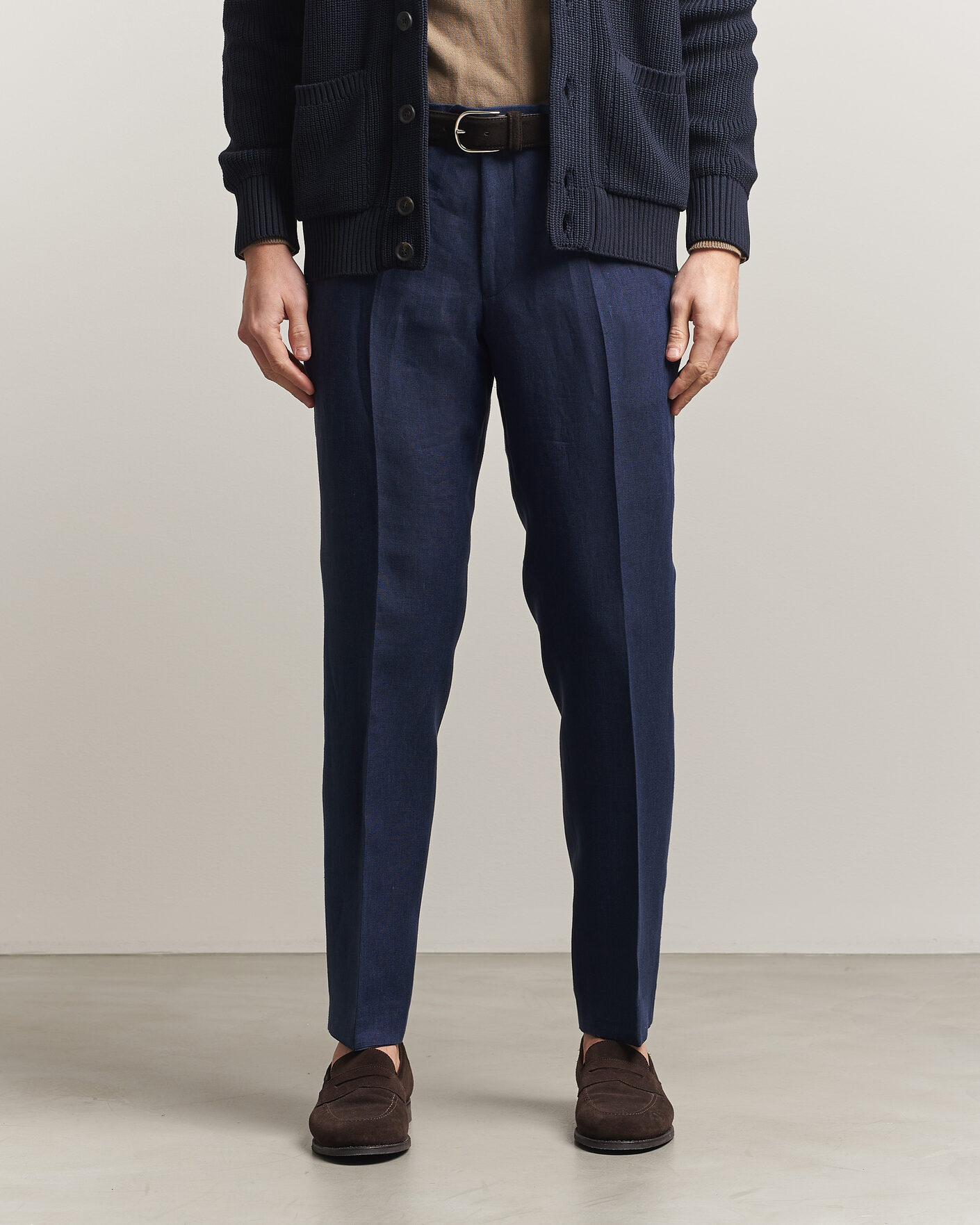 Herren | Hosen | Oscar Jacobson | Dandy Linen Trousers Navy