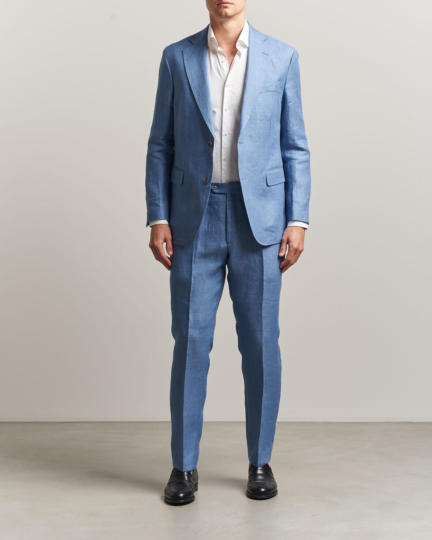Herren | Hosen | Oscar Jacobson | Dandy Linen Trousers Light Blue