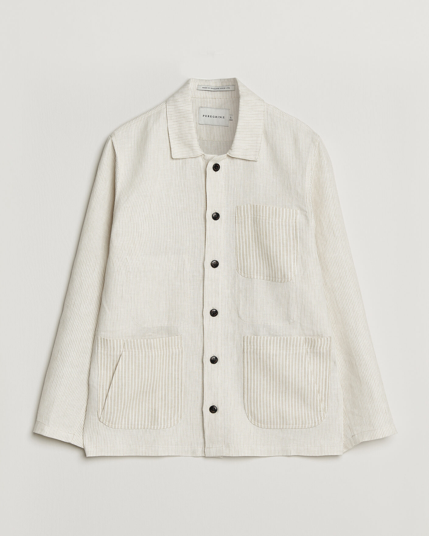 Herren | Hemden | Peregrine | Windsor Linen Shacket Beige Stripe