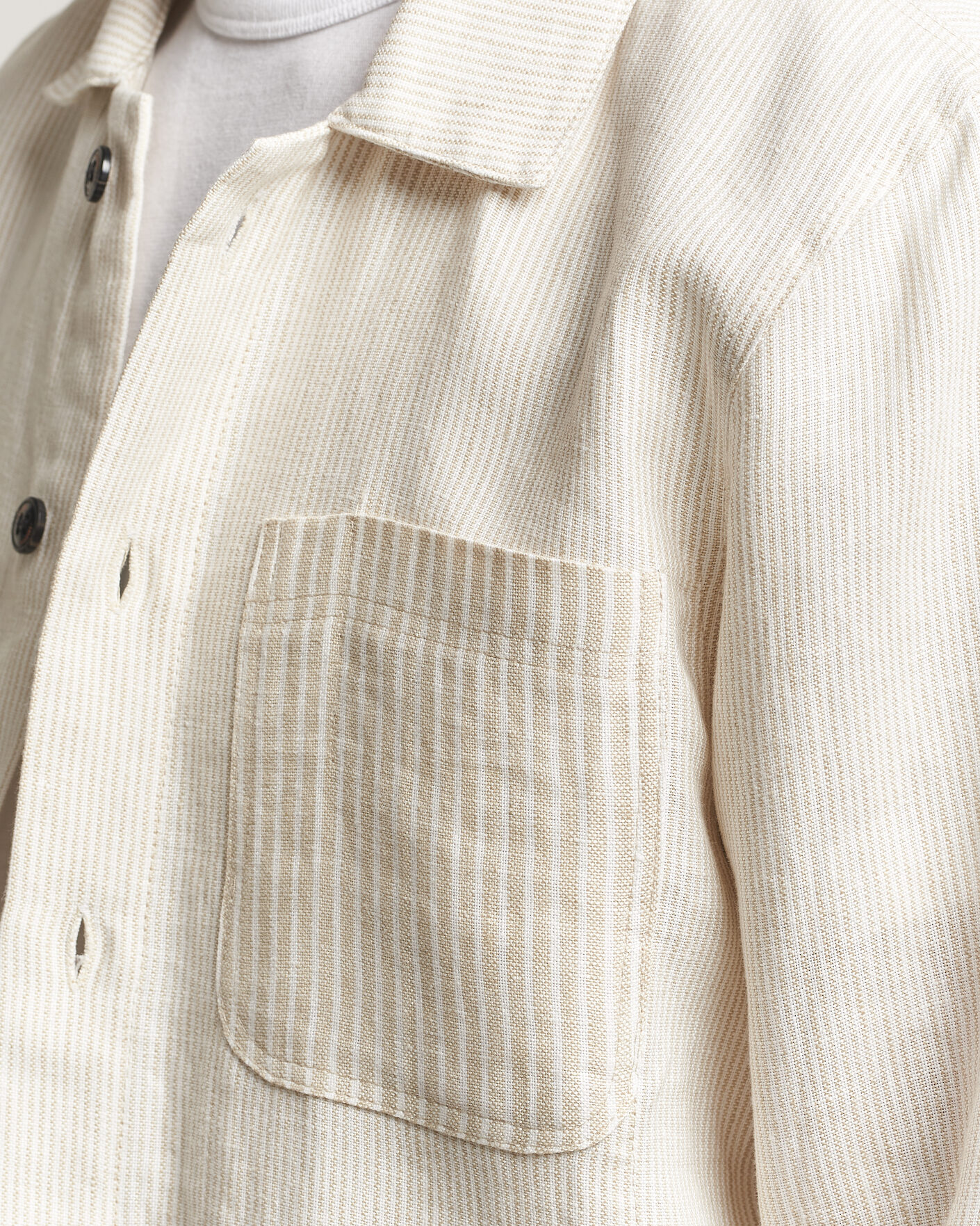 Herren | Hemden | Peregrine | Windsor Linen Shacket Beige Stripe