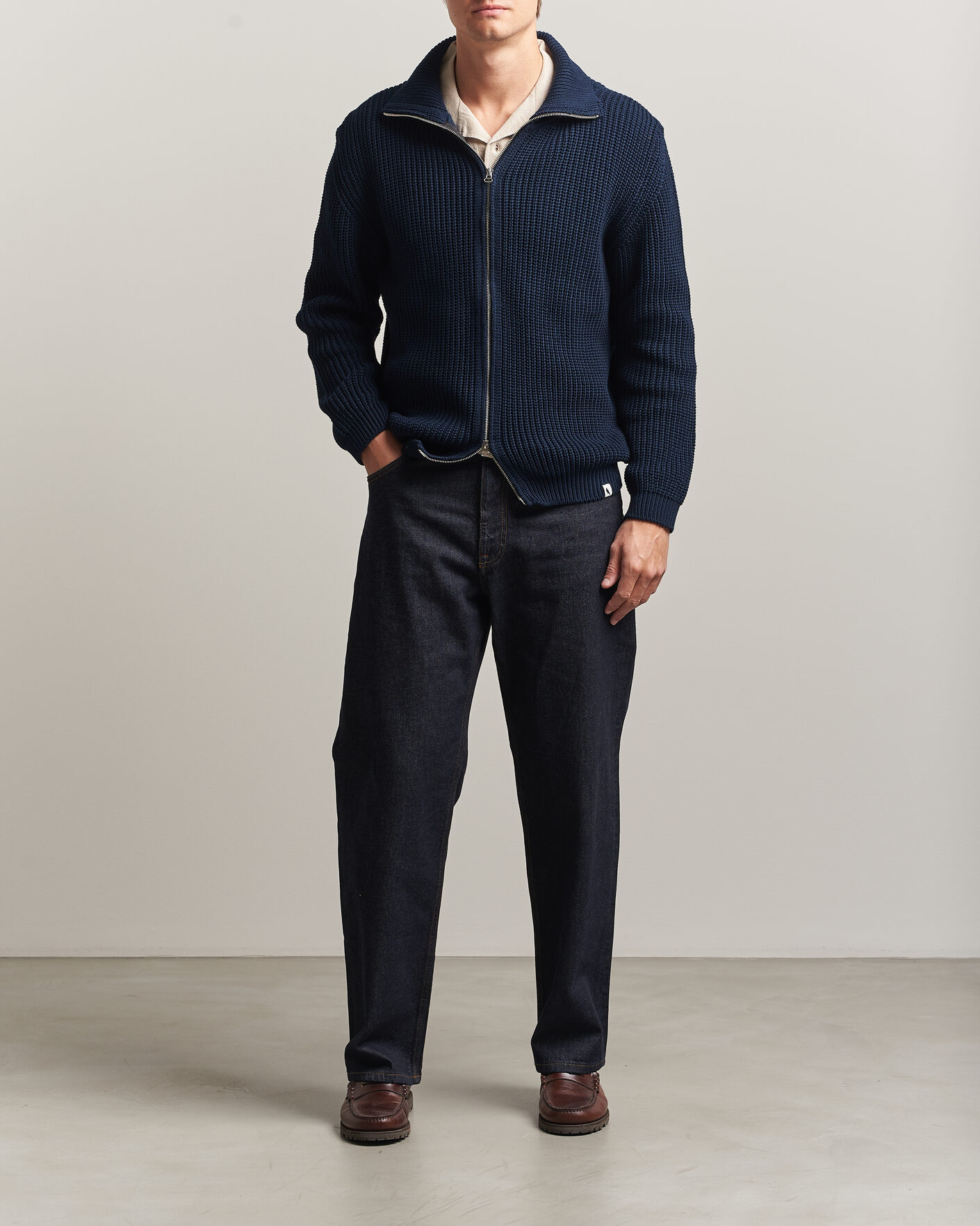 Herren | Pullover | Peregrine | River Cotton Zip Cardigan Navy