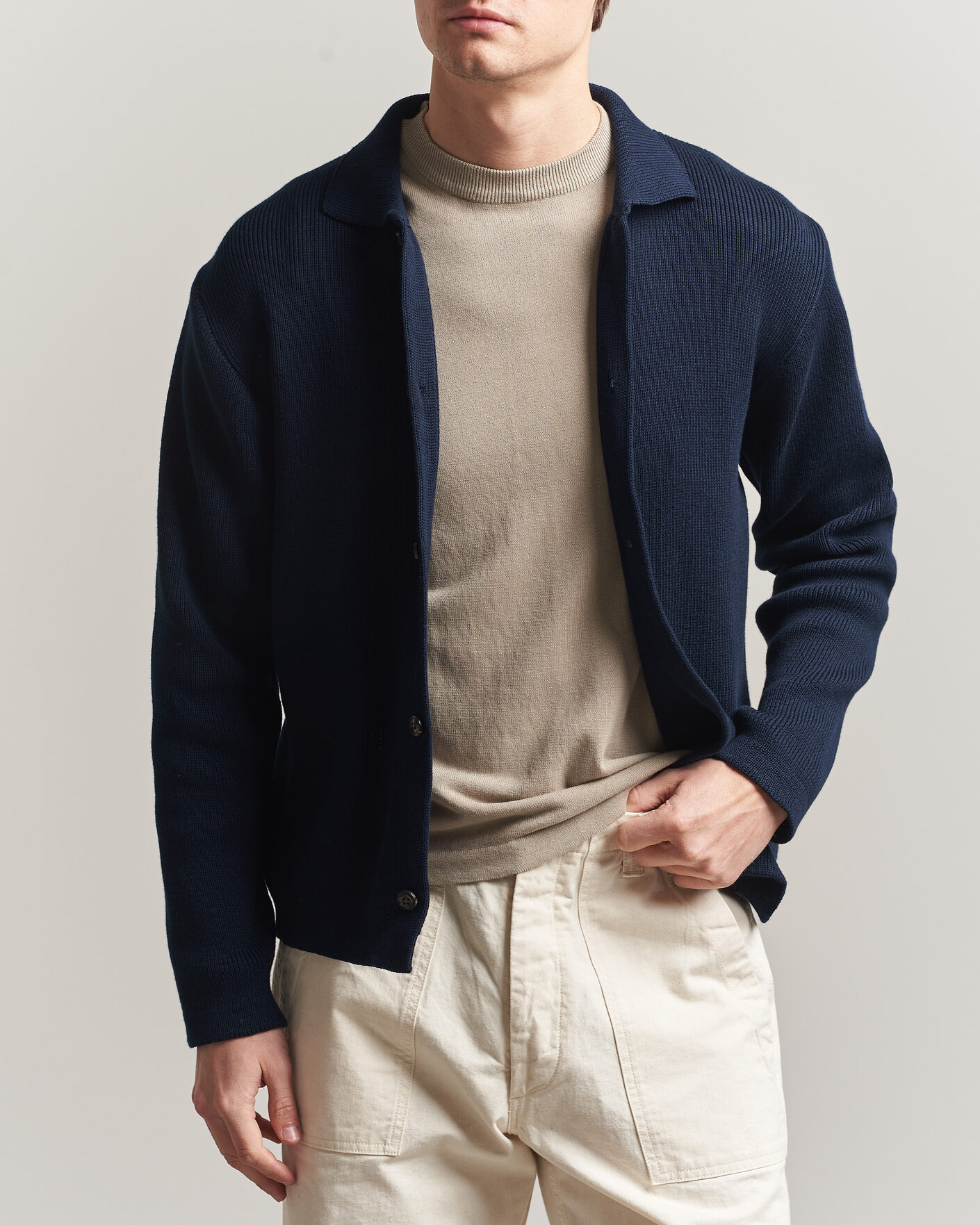 Herren | Pullover | Peregrine | River Knitted Cotton Schacket Navy