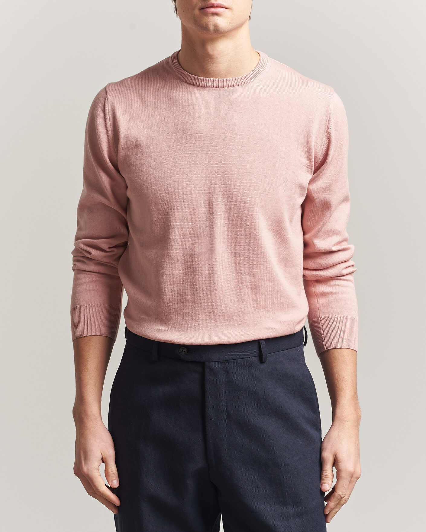 Herren | Pullover | Morgano | Supersoft Egyptian Cotton Crew Neck Soft Pink