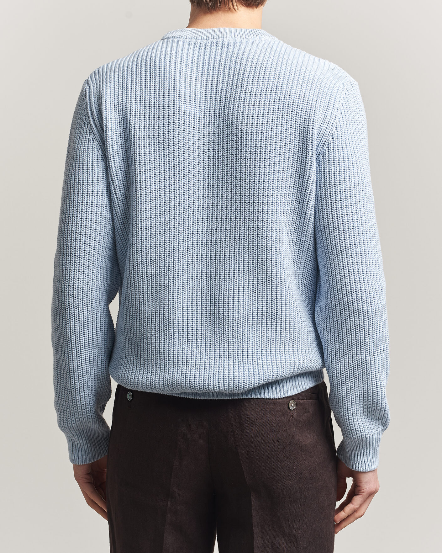 Herren | Pullover | Morgano | Supersoft Egyptian Cotton Fisher Man Crew Light Blue