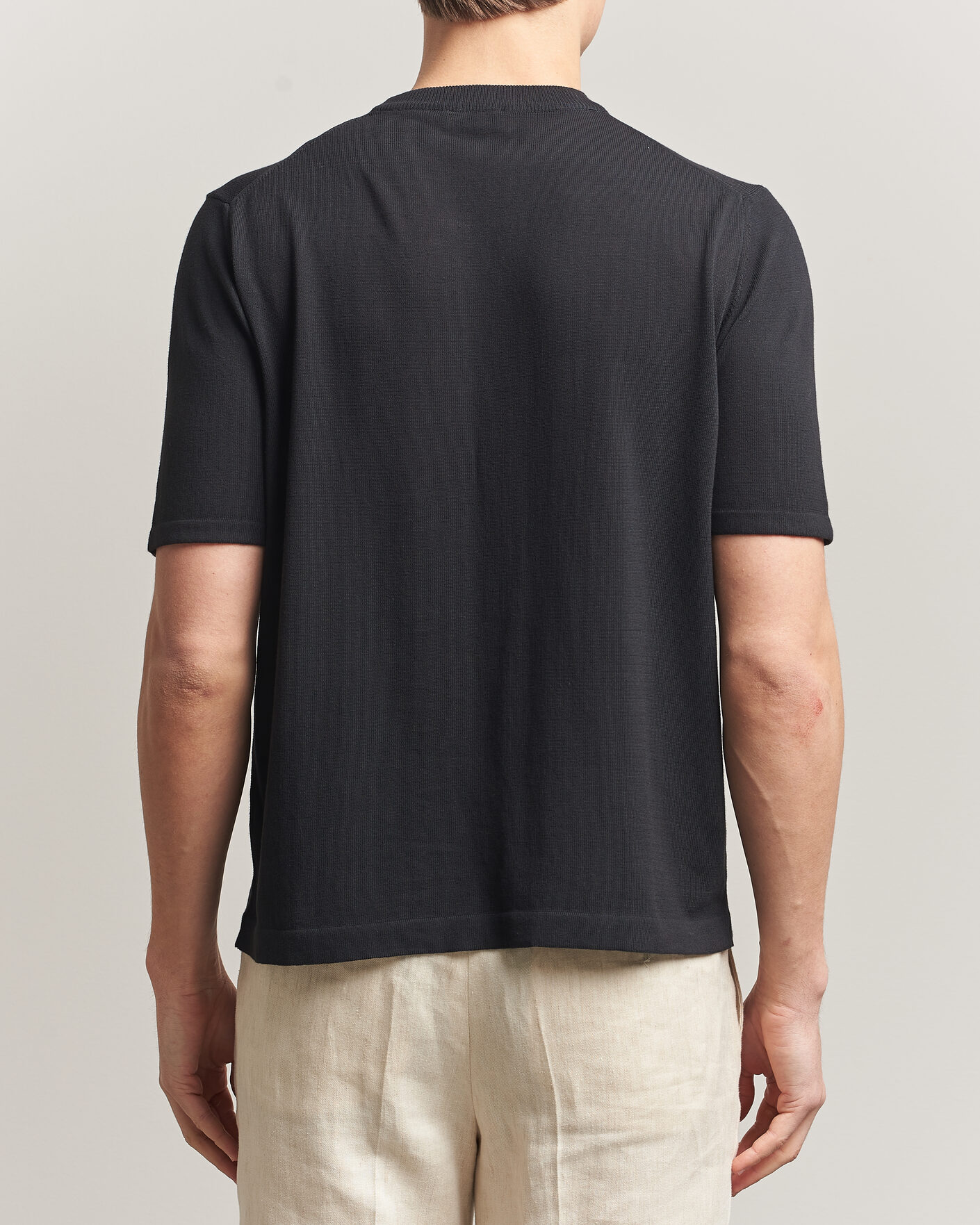 Herren | T-Shirts | Morgano | Knitted Cotton Crepe T-Shirt Black