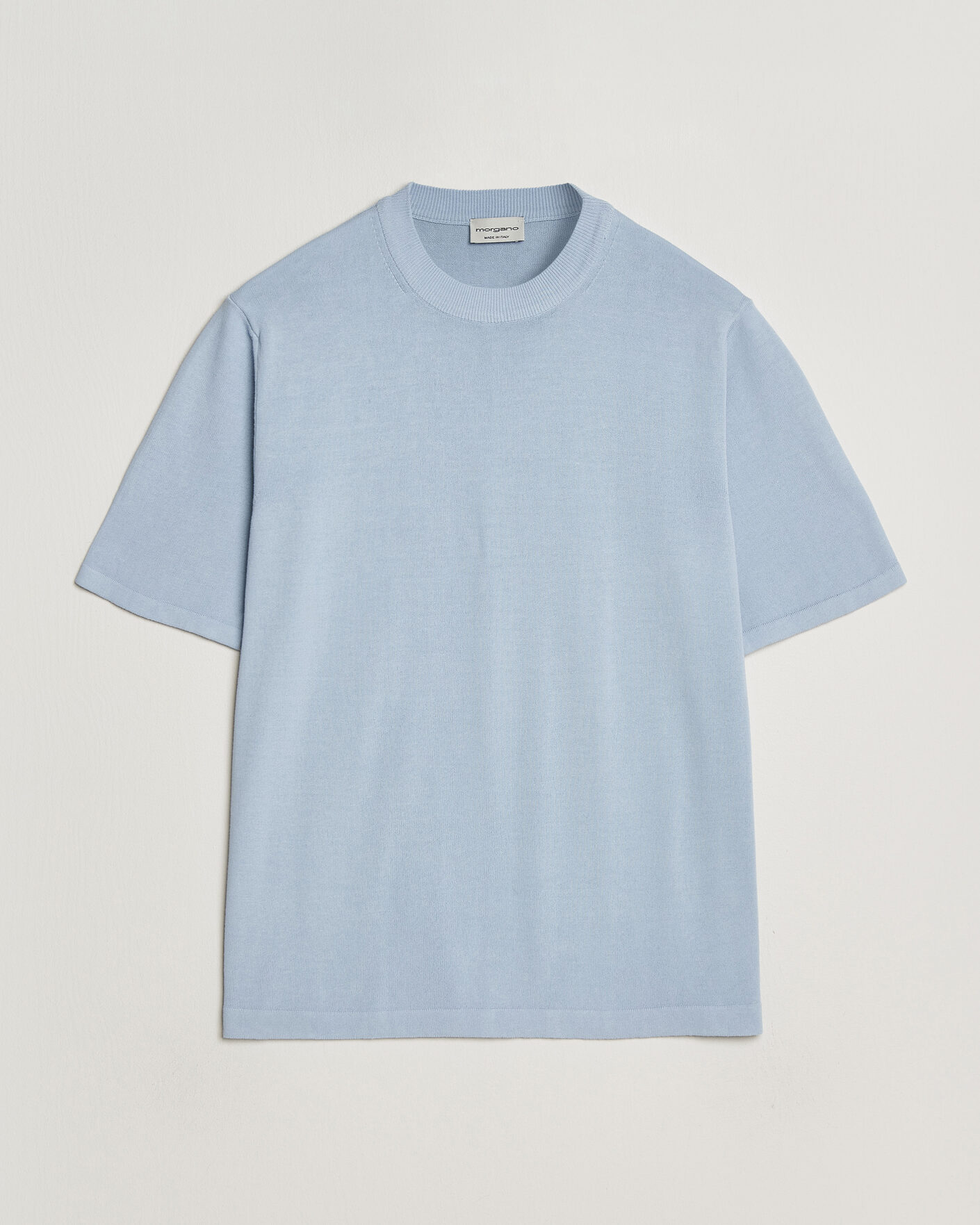 Herren | T-Shirts | Morgano | Knitted Cotton Crepe T-Shirt Light Blue
