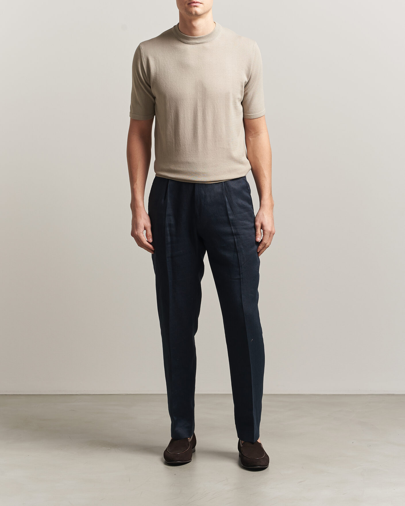 Herren | T-Shirts | Morgano | Knitted Cotton Crepe T-Shirt Beige