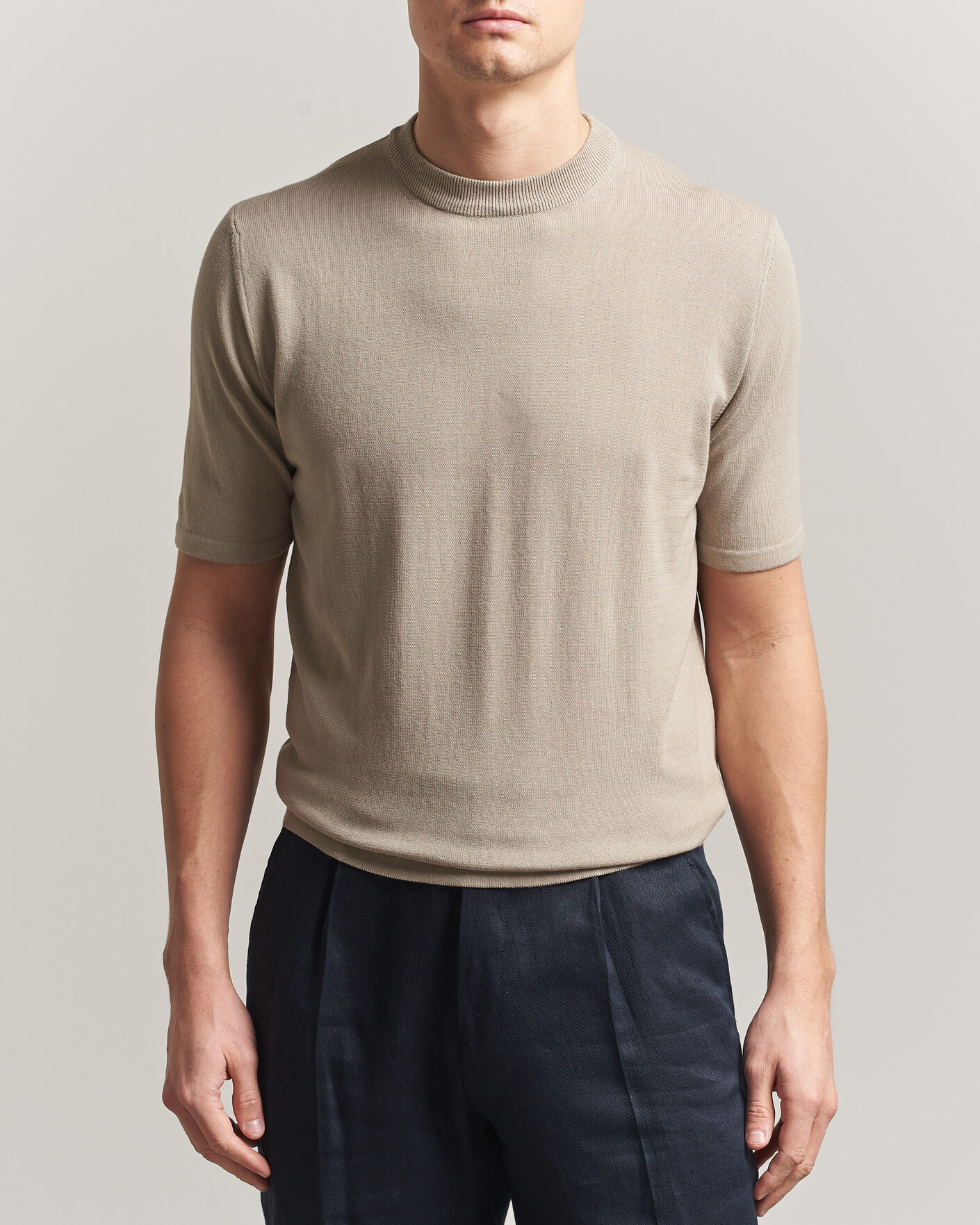 Herren | T-Shirts | Morgano | Knitted Cotton Crepe T-Shirt Beige