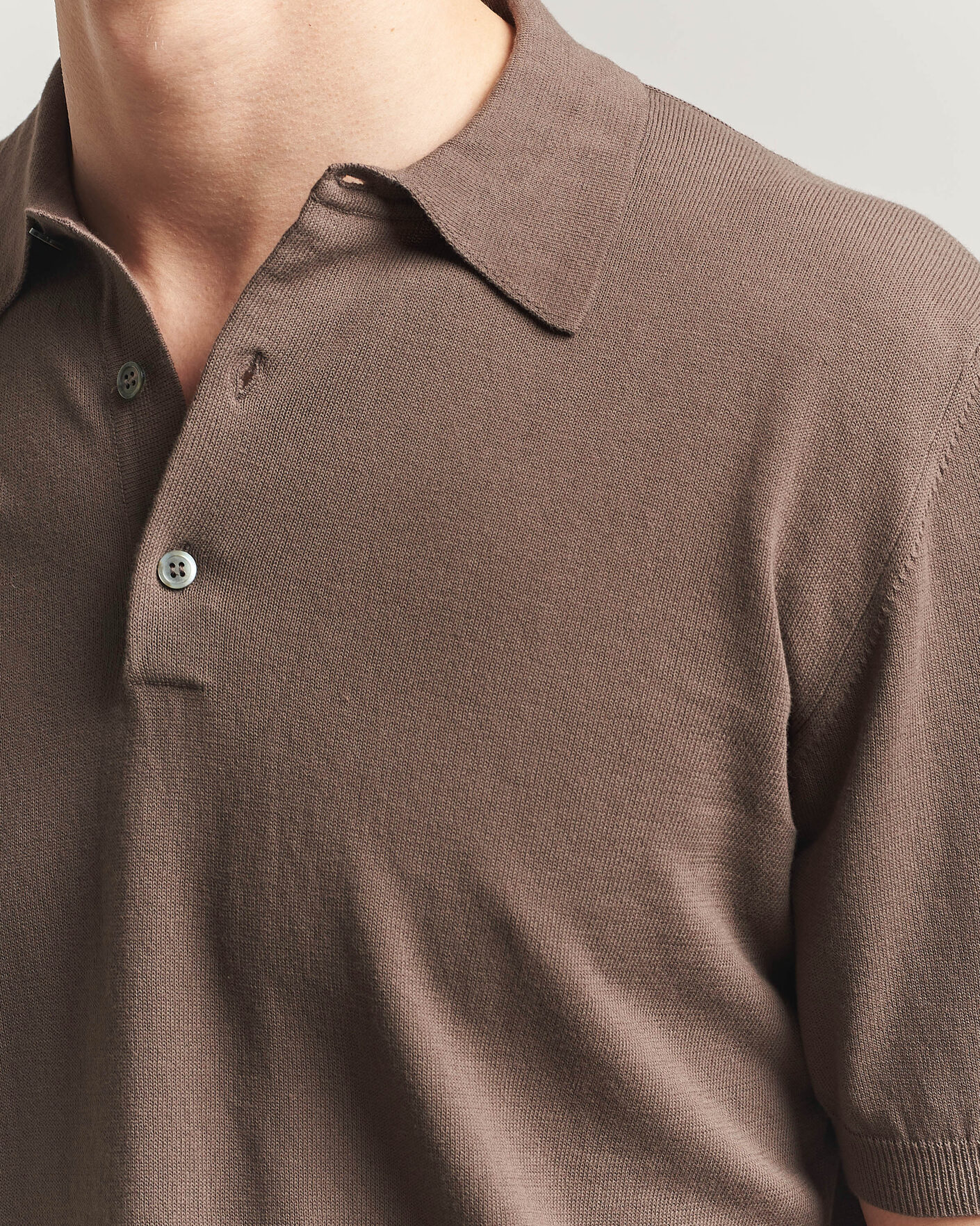 Herren | Poloshirts | Morgano | Knitted Cotton Crepe Polo Brown