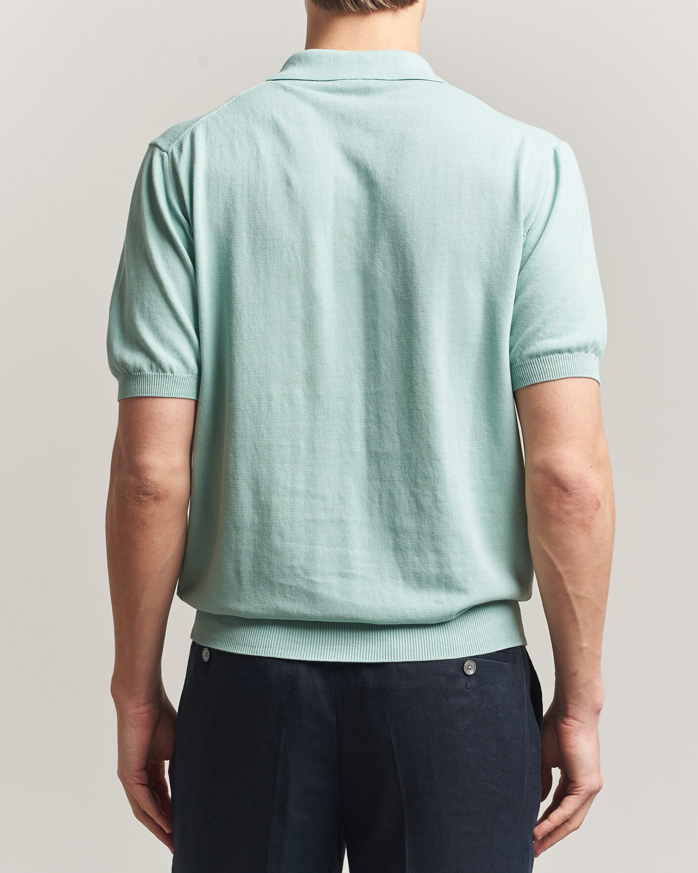 Herren | Poloshirts | Morgano | Knitted Cotton Crepe Polo Light Green