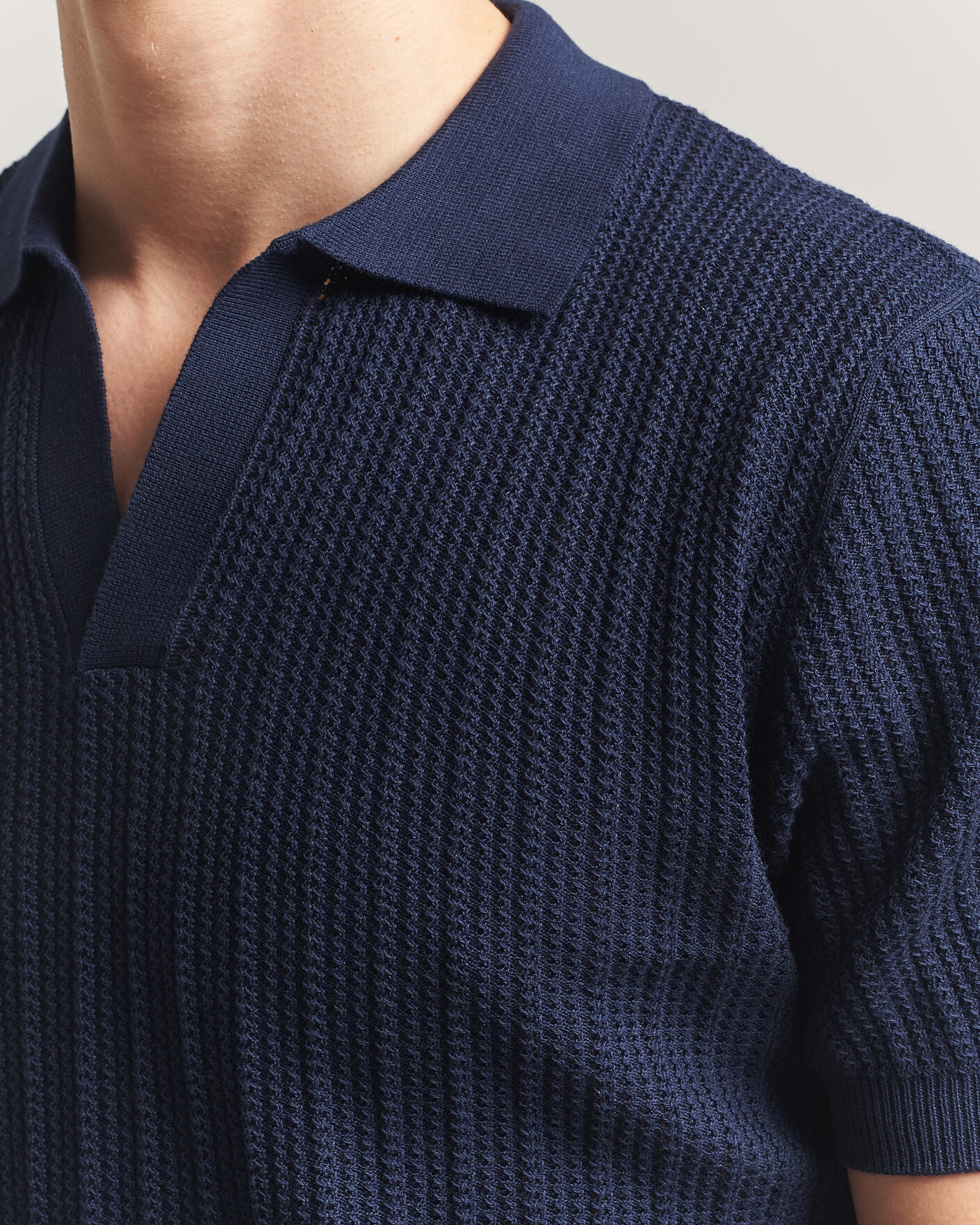 Herren | Poloshirts | Morgano | Structured Knitted Polo Navy