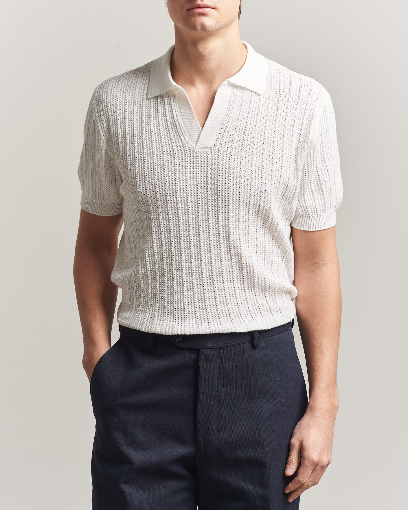 Herren | Poloshirts | Morgano | Structured Knitted Polo White