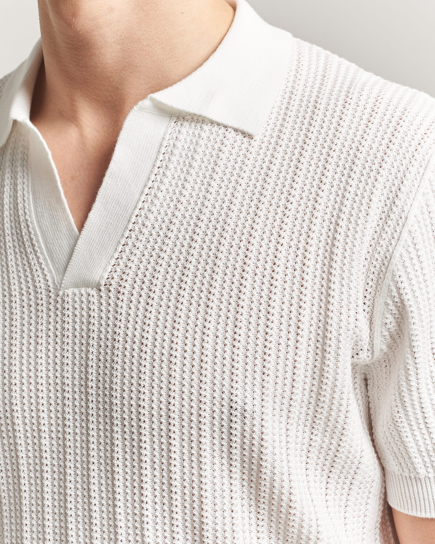 Herren | Poloshirts | Morgano | Structured Knitted Polo White