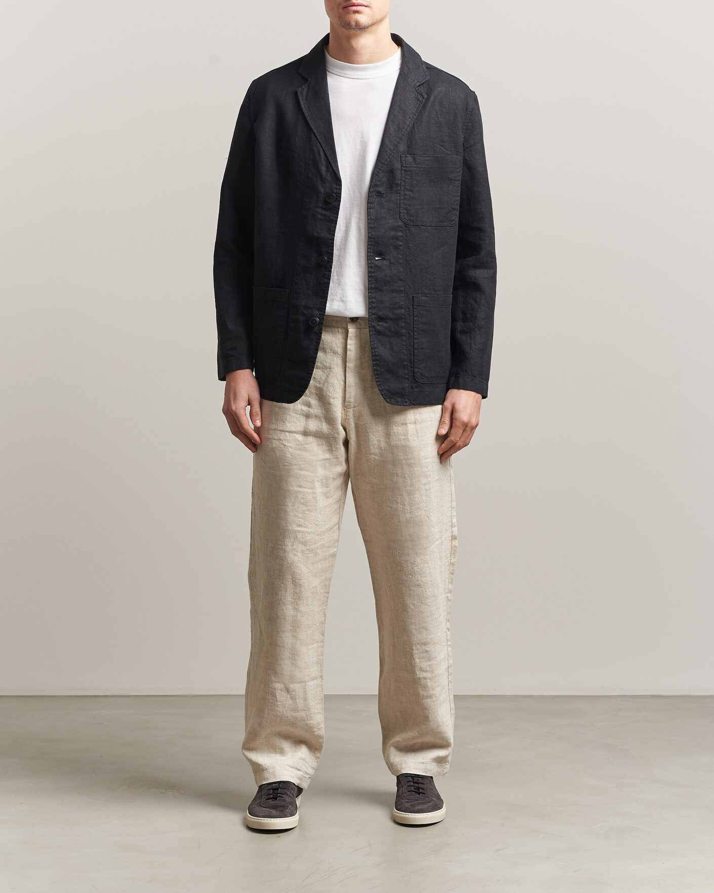 Herren | Sakkos | KnowledgeCotton Apparel | Linen Blazer Black