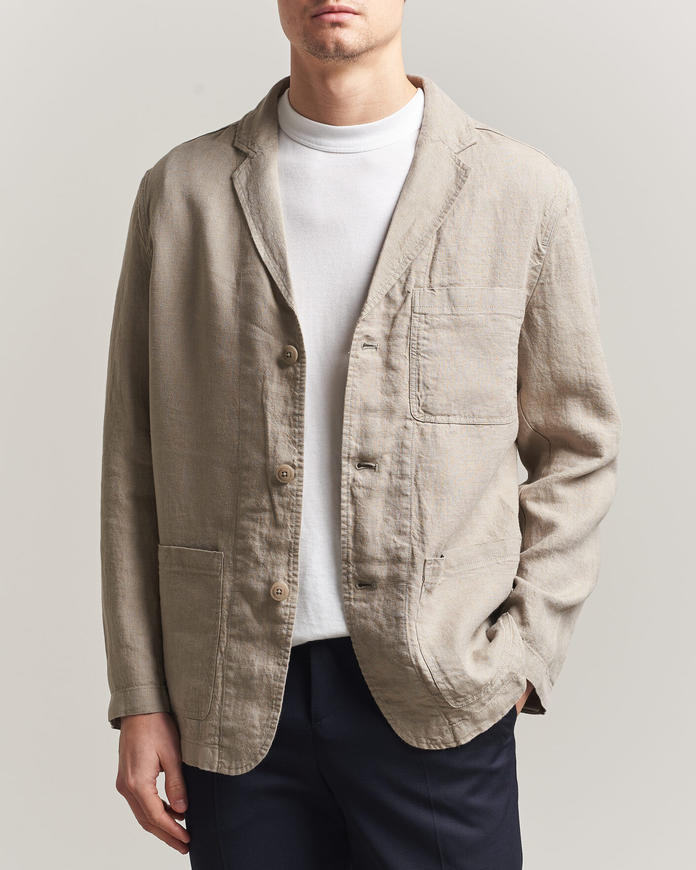 Herren | Sakkos | KnowledgeCotton Apparel | Linen Blazer Twill