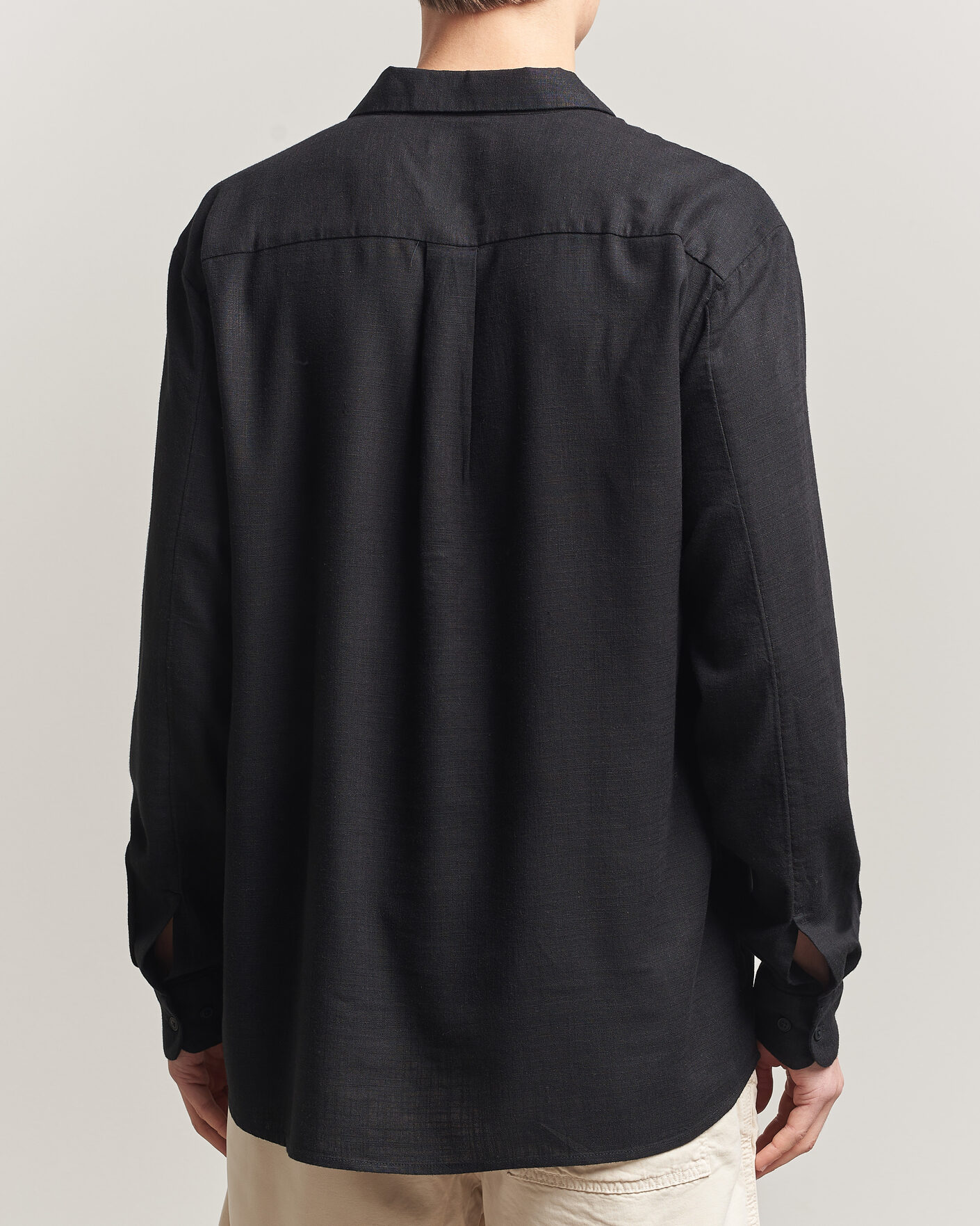 Herren | Hemden | KnowledgeCotton Apparel | Linen/Lycell Relaxed Long Sleeve Shirt Black