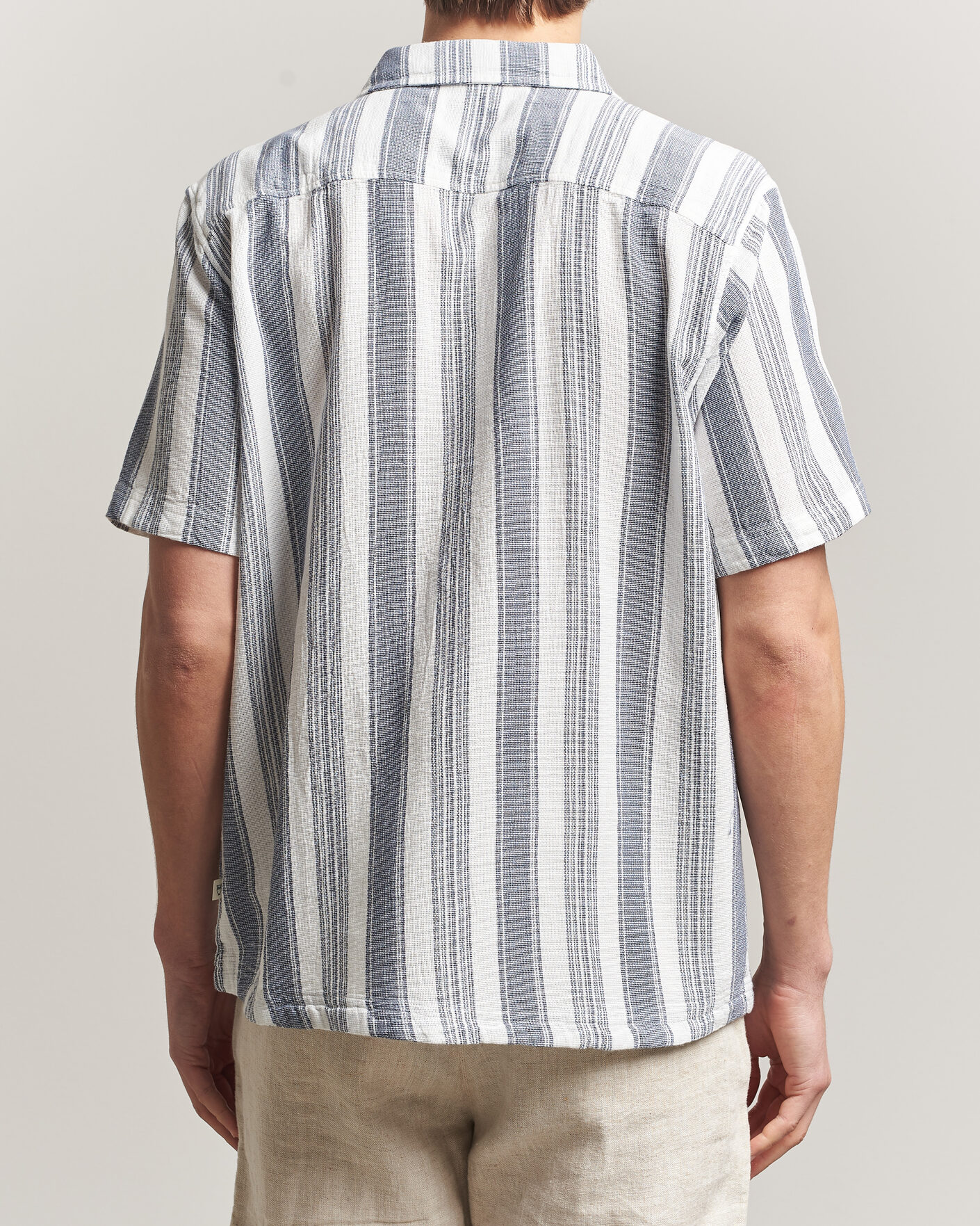 Herren | Hemden | KnowledgeCotton Apparel | Box Short Sleeve Stripe Shirt Blue Stripe