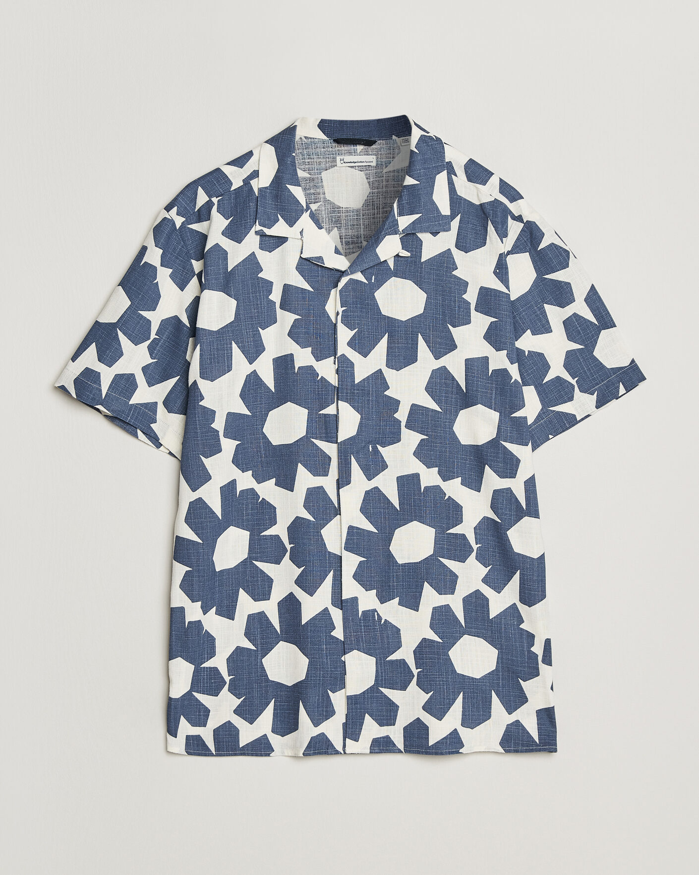 Herren | Hemden | KnowledgeCotton Apparel | Printed Linen Mix Shirt Blue