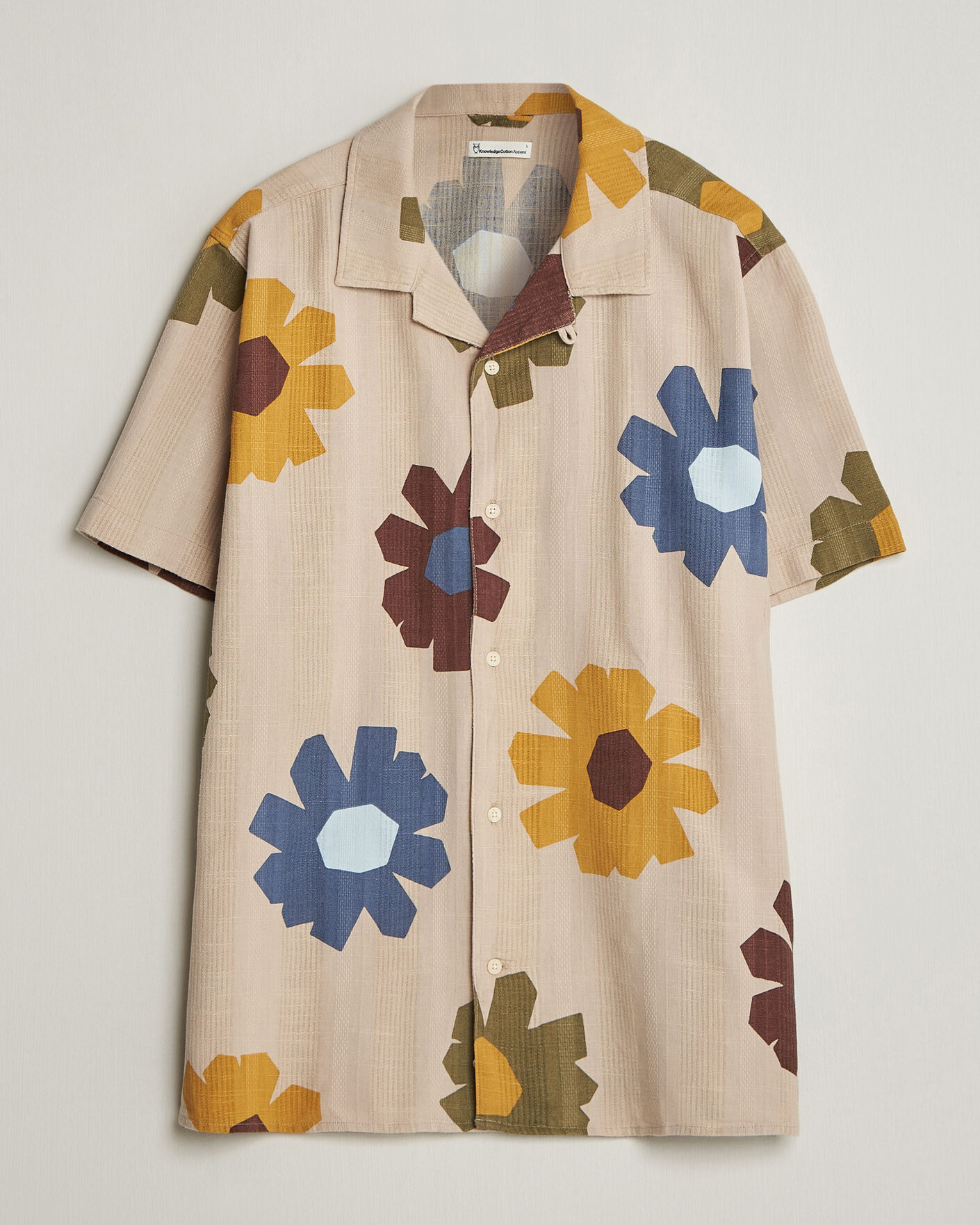 Herren | Hemden | KnowledgeCotton Apparel | Relaxed Printed Cotton Short Sleeve Shirt Multi