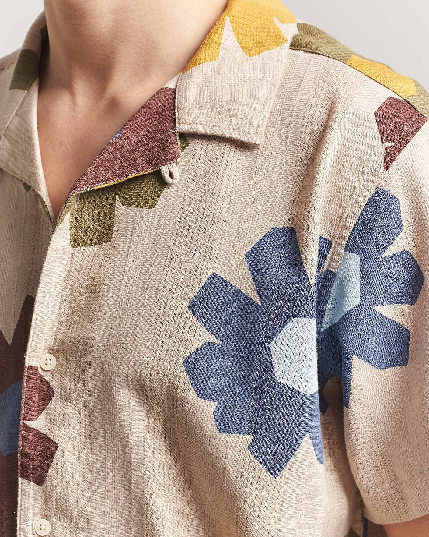 Herren | Hemden | KnowledgeCotton Apparel | Relaxed Printed Cotton Short Sleeve Shirt Multi